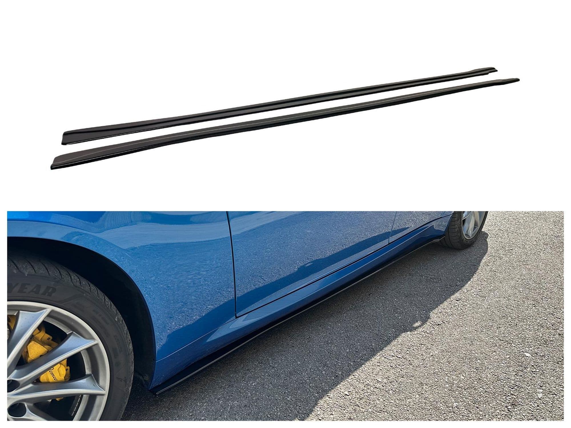 Side skirt extensions — Black, ABS plastic, Shiny