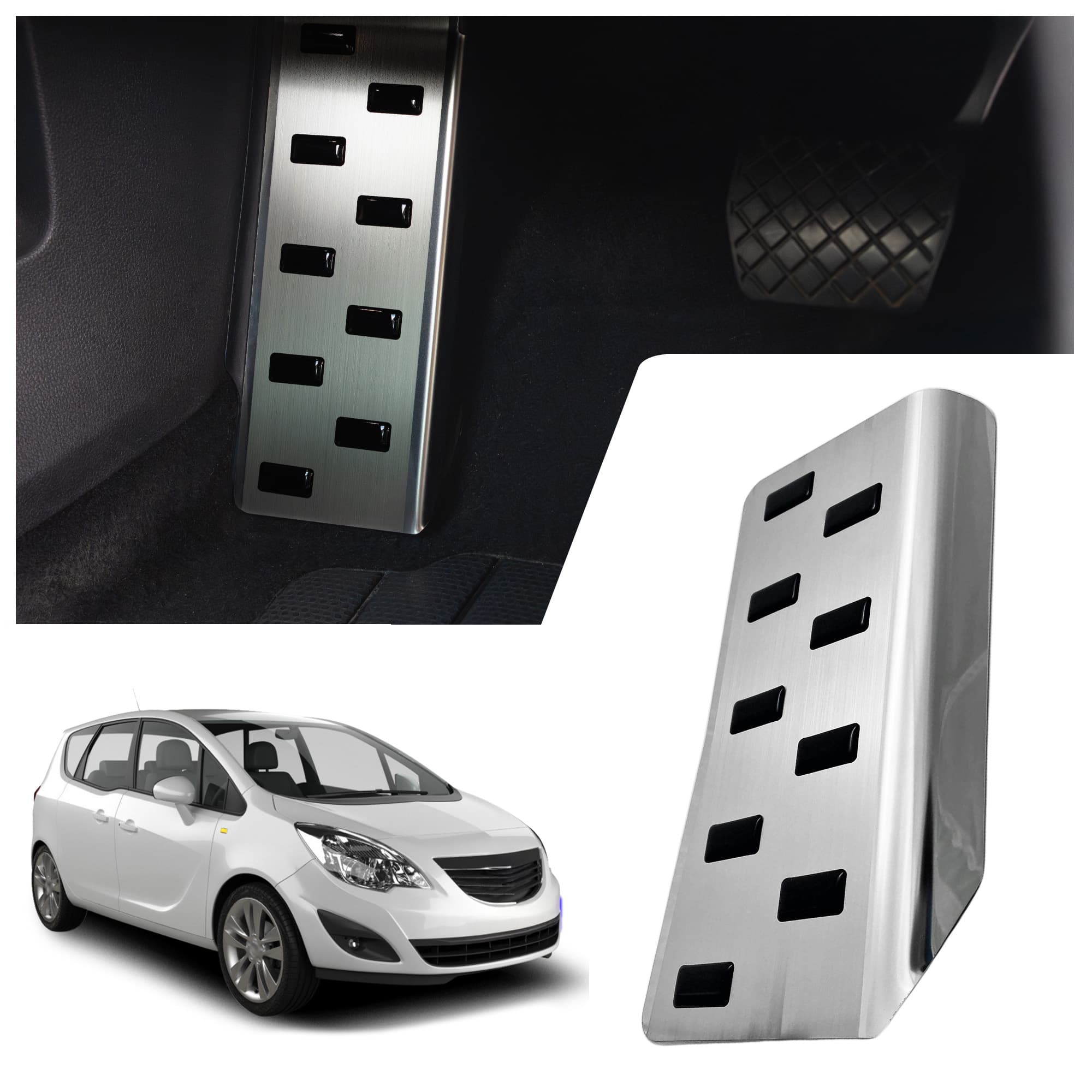 Footrest plate — Black | Silver, Stainless steel, Brushed