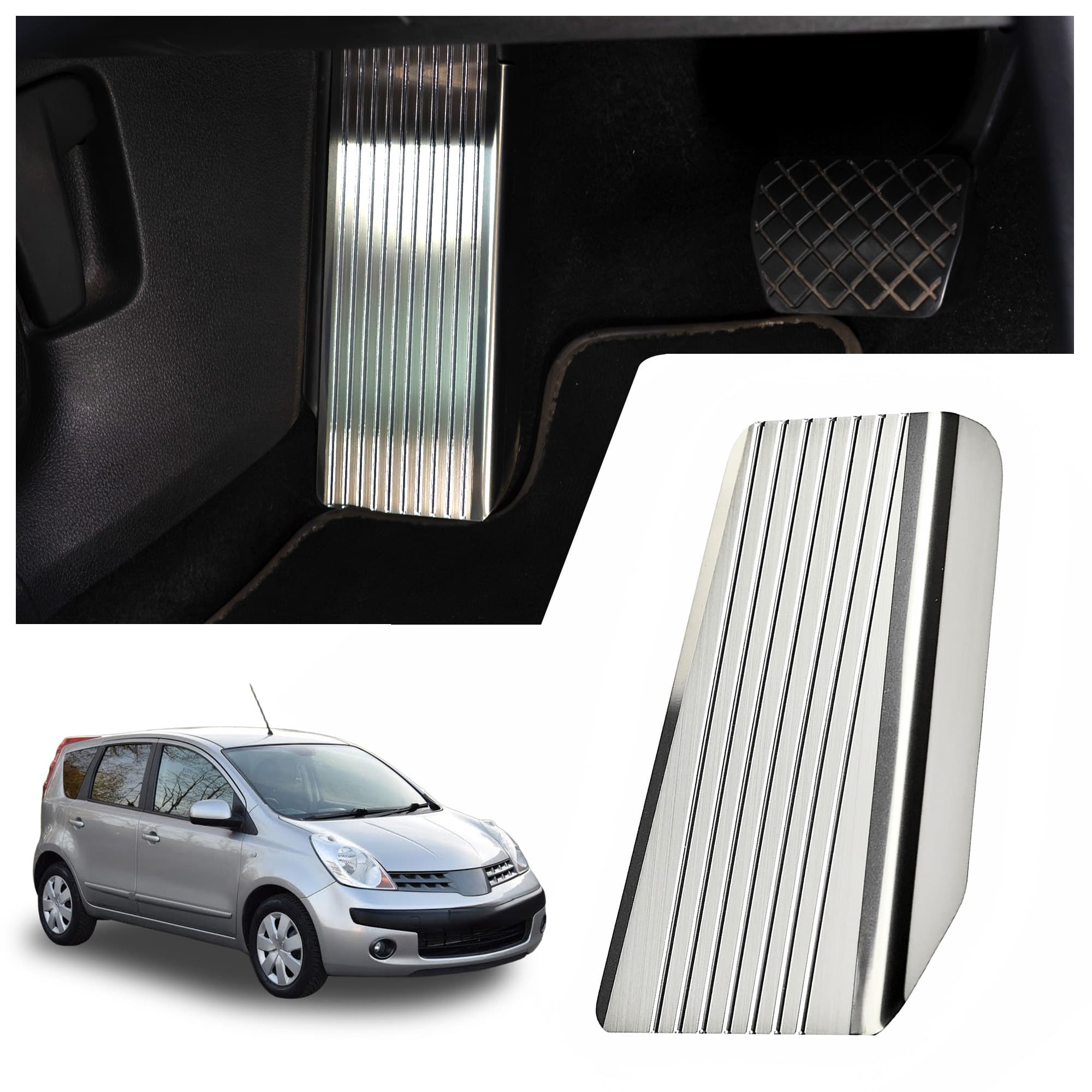 Footrest plate — Silver, Stainless steel, Brushed