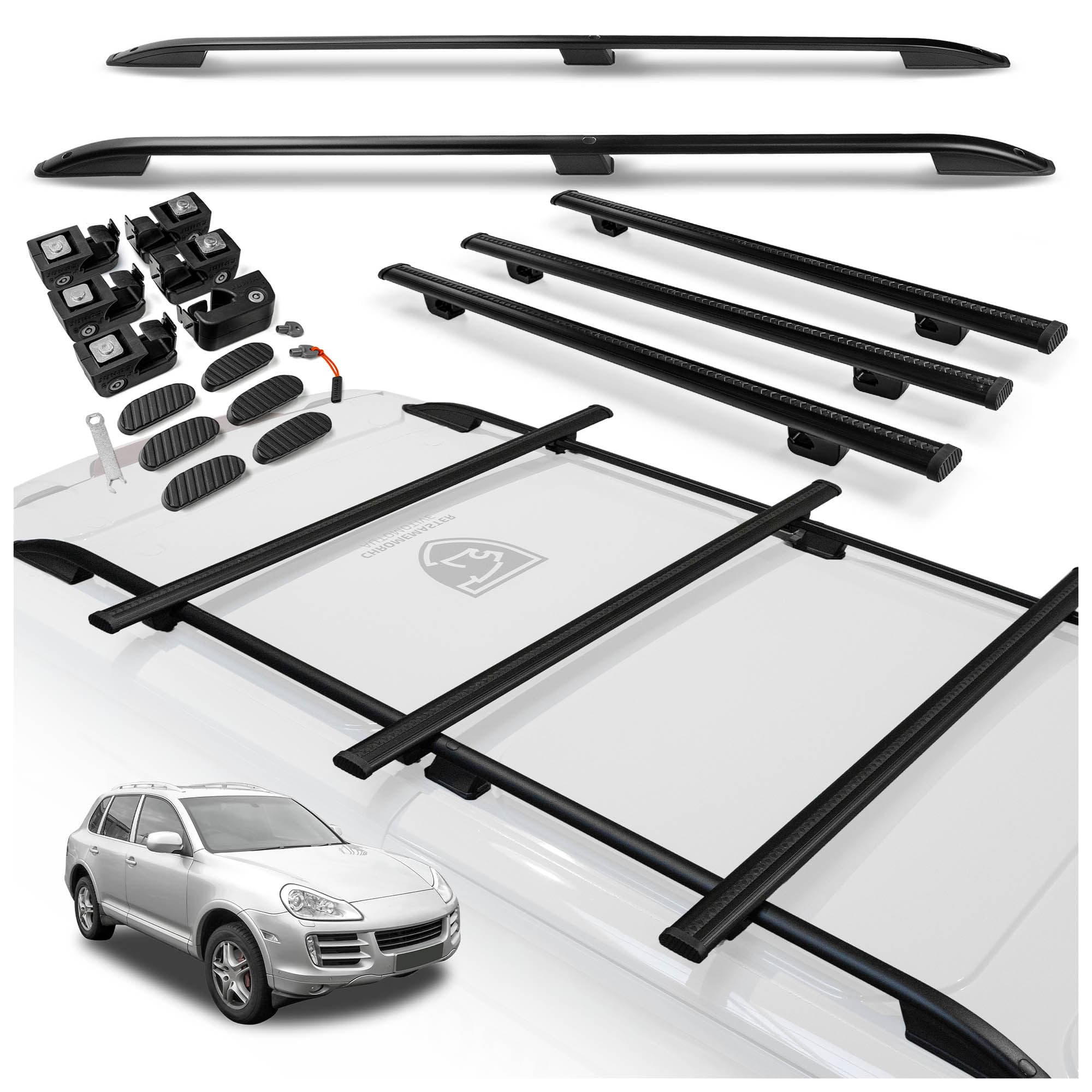 Roof rails with cross bars included SKYPORT — Black, Aluminum | Plastic, Painted