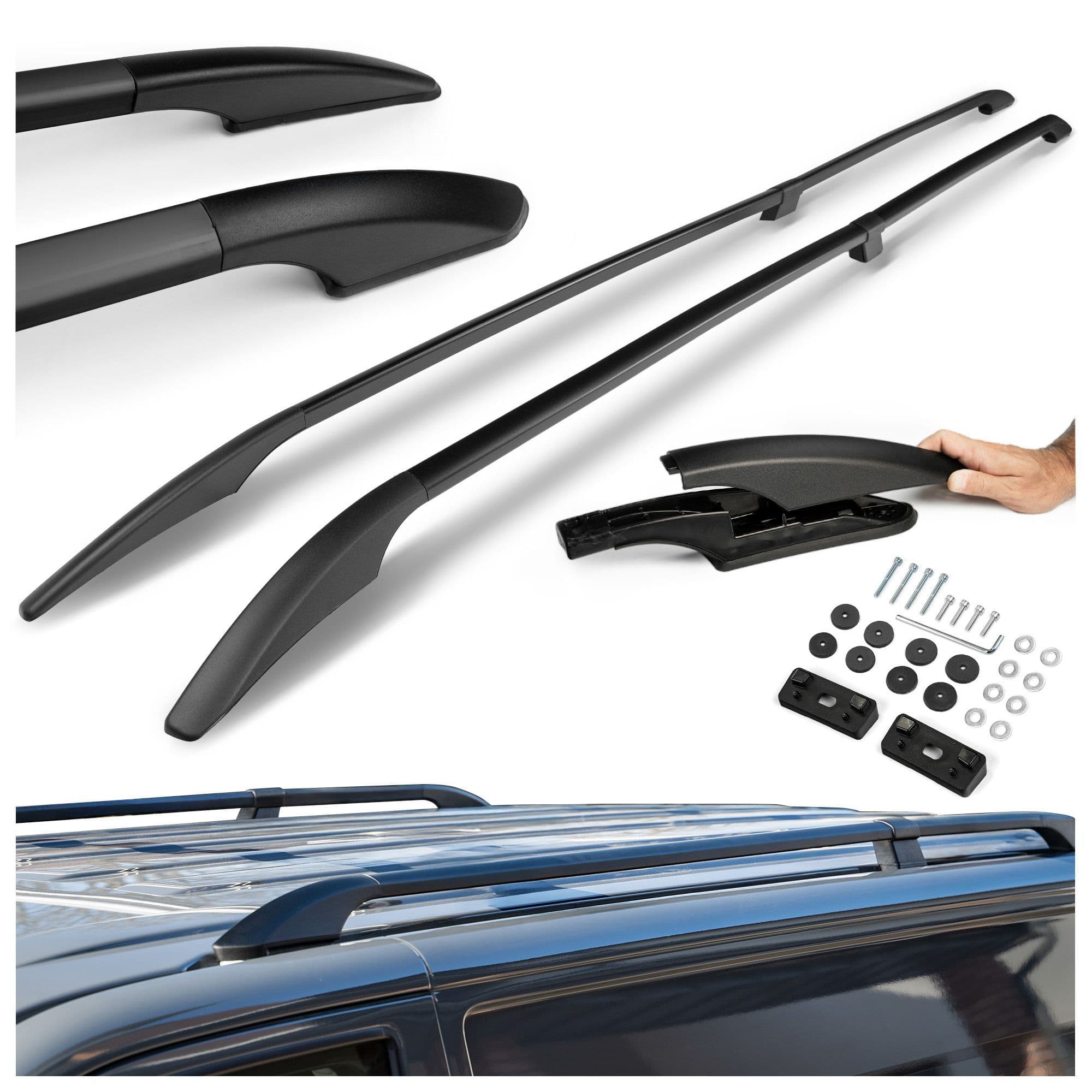 Split roof rails Solid — Black, Aluminum | Plastic, Painted