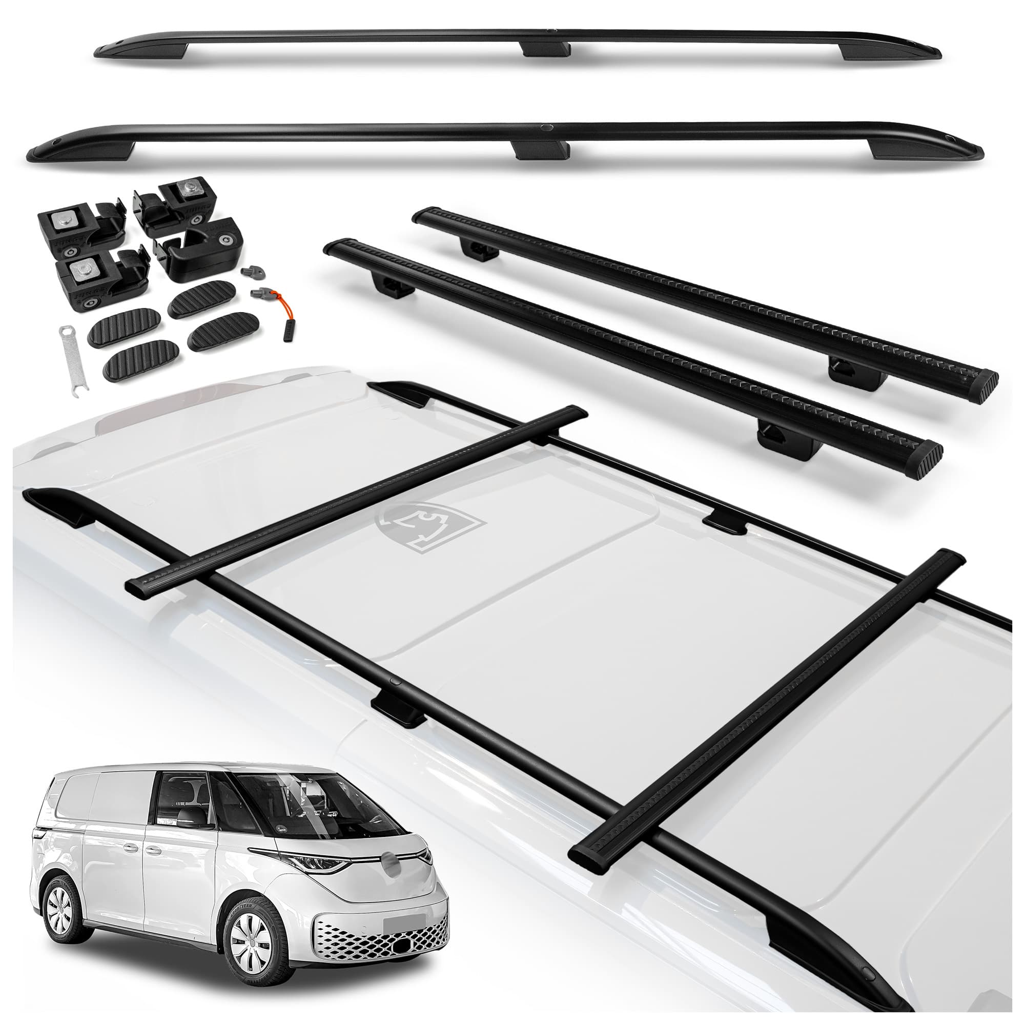 Roof rails with cross bars included SKYPORT — Black, Aluminum | Plastic, Painted