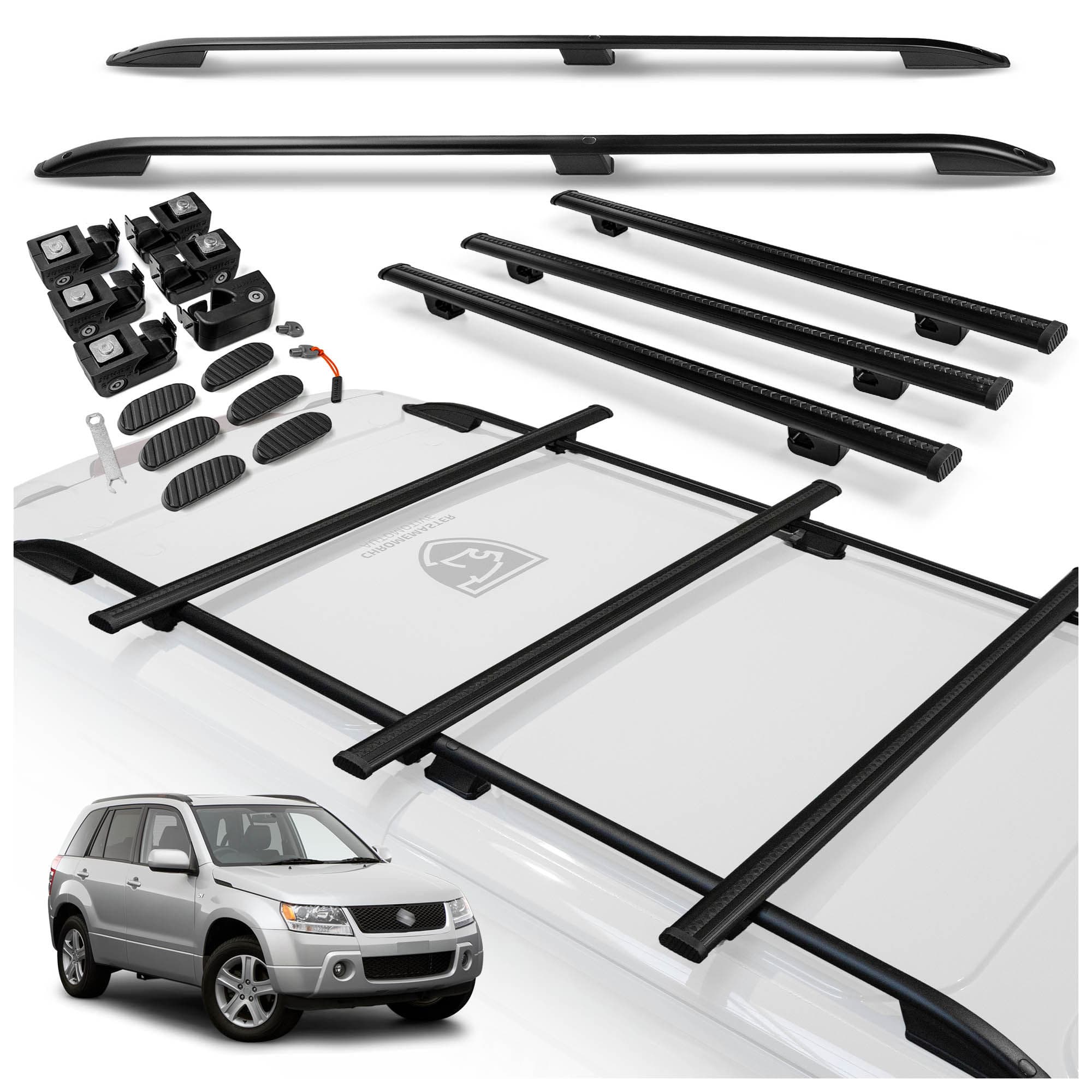 Roof rails with cross bars included SKYPORT — Black, Aluminum | Plastic, Painted