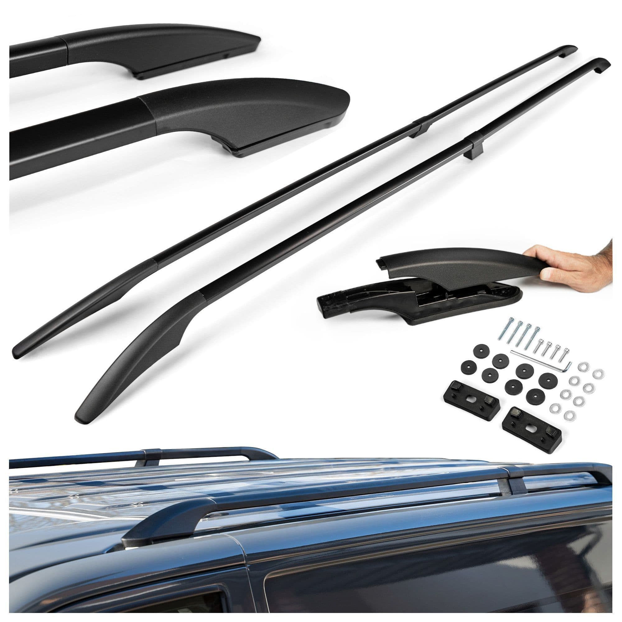 Split roof rails Solid — Black, Aluminum | Plastic, Painted