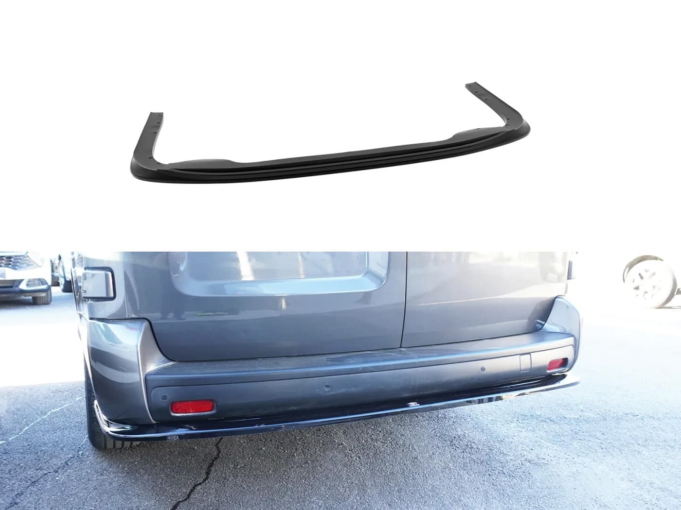 Rear bumper lip — Black, ABS plastic, Shiny
