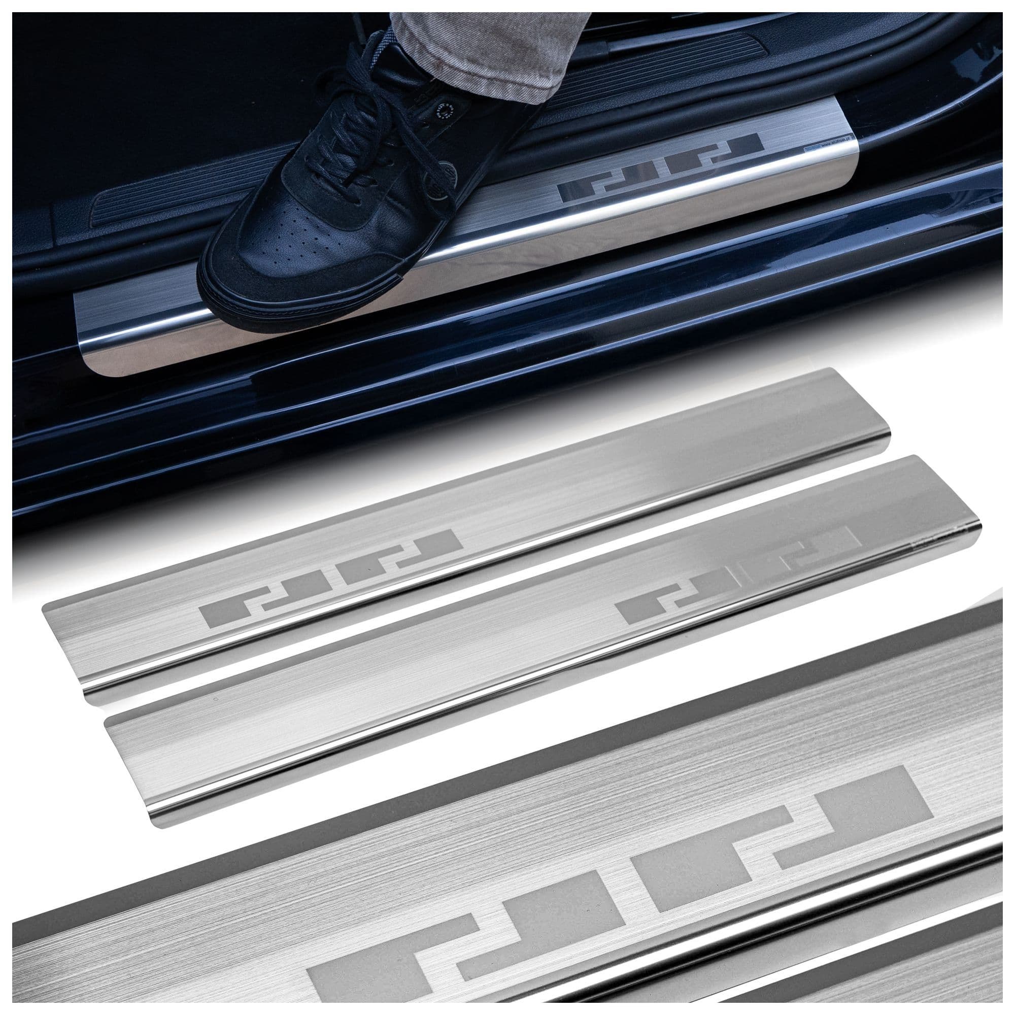 Front sill trims — Silver, Stainless steel, Brushed | polished