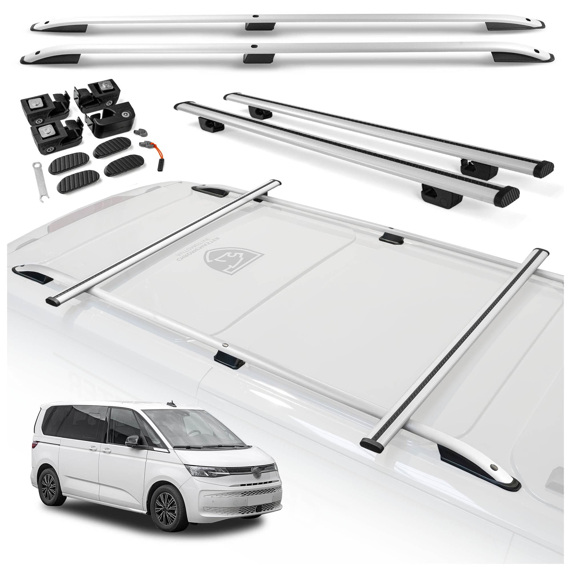 Roof rails with cross bars included SKYPORT — Silver, Aluminum | Plastic, Painted