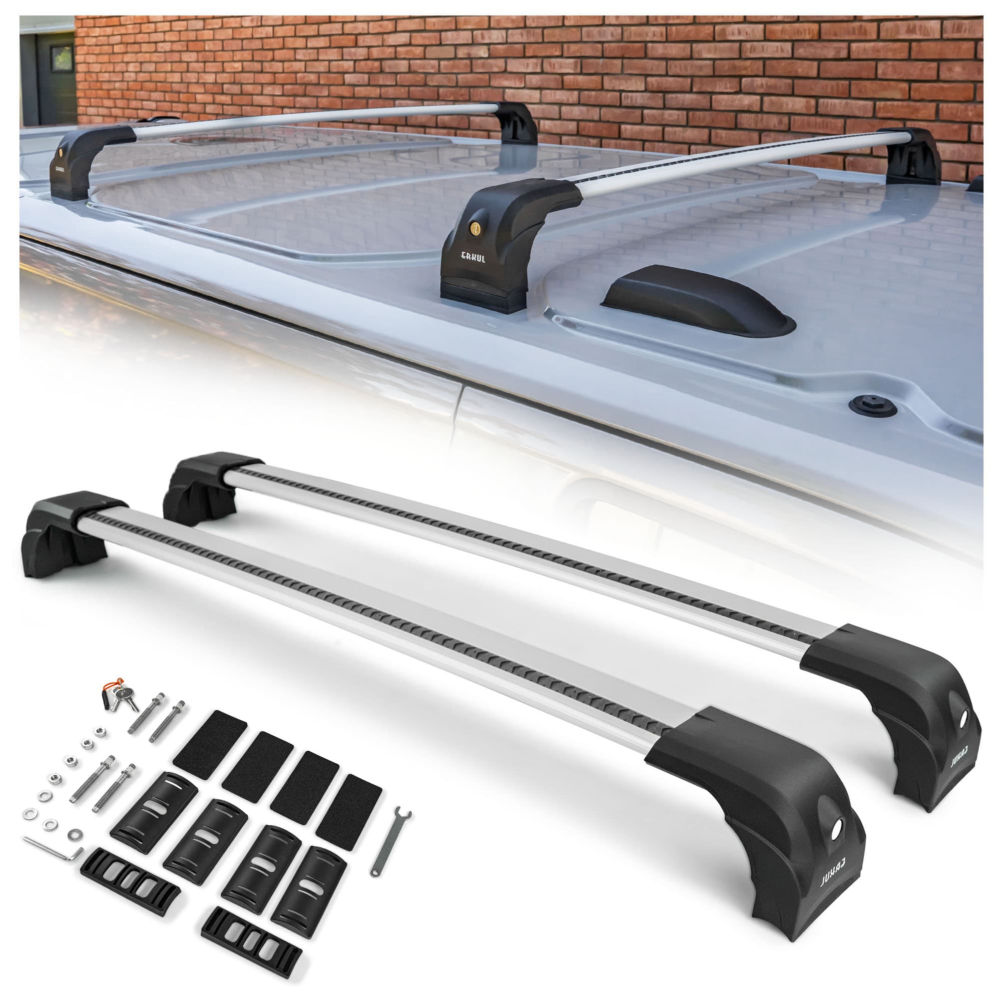 Galerie de toit ECEM V3 CROSSBAR — Argenté, Aluminium | Plastique, Peint