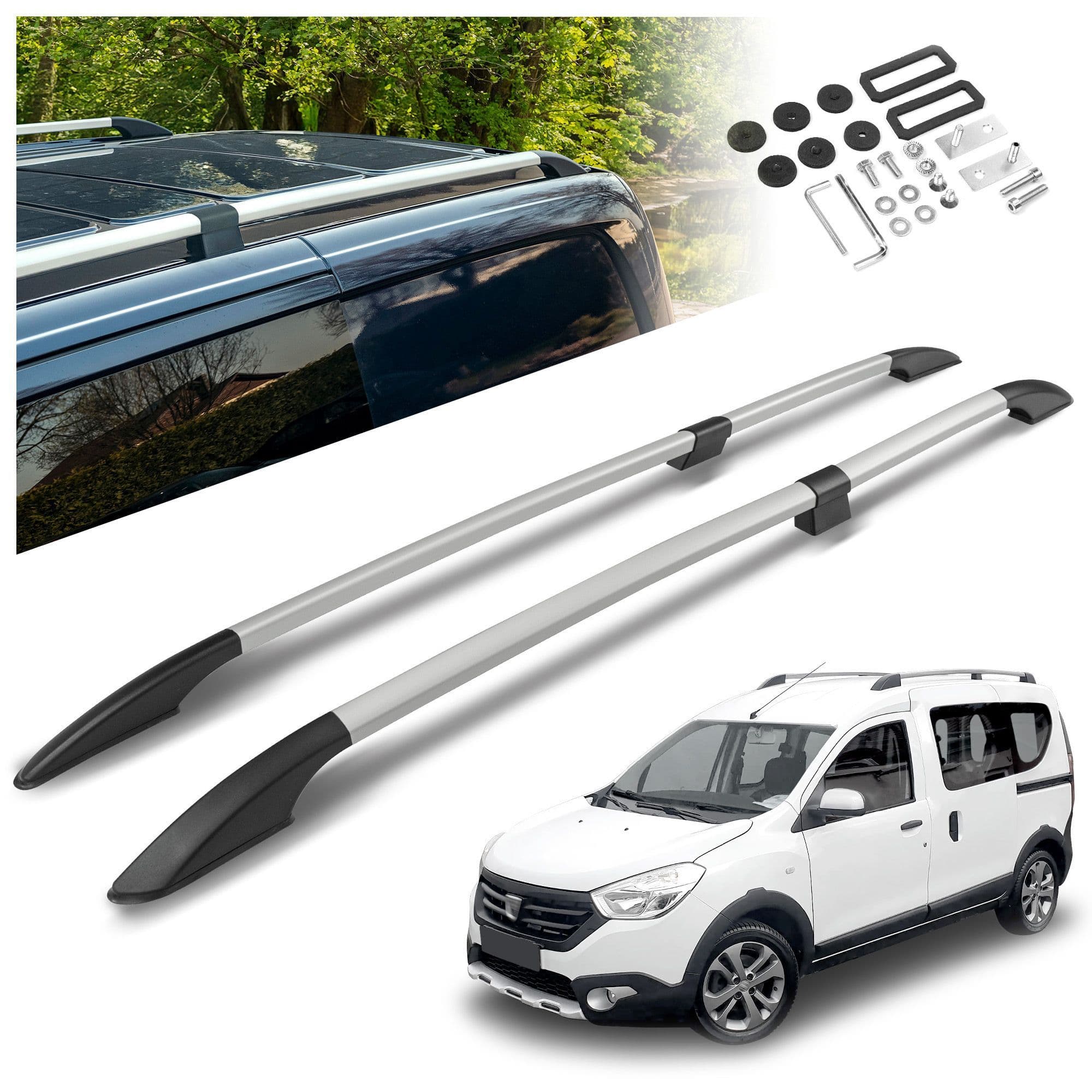 Split roof rails Solid — Silver, Aluminum | Plastic, Matte