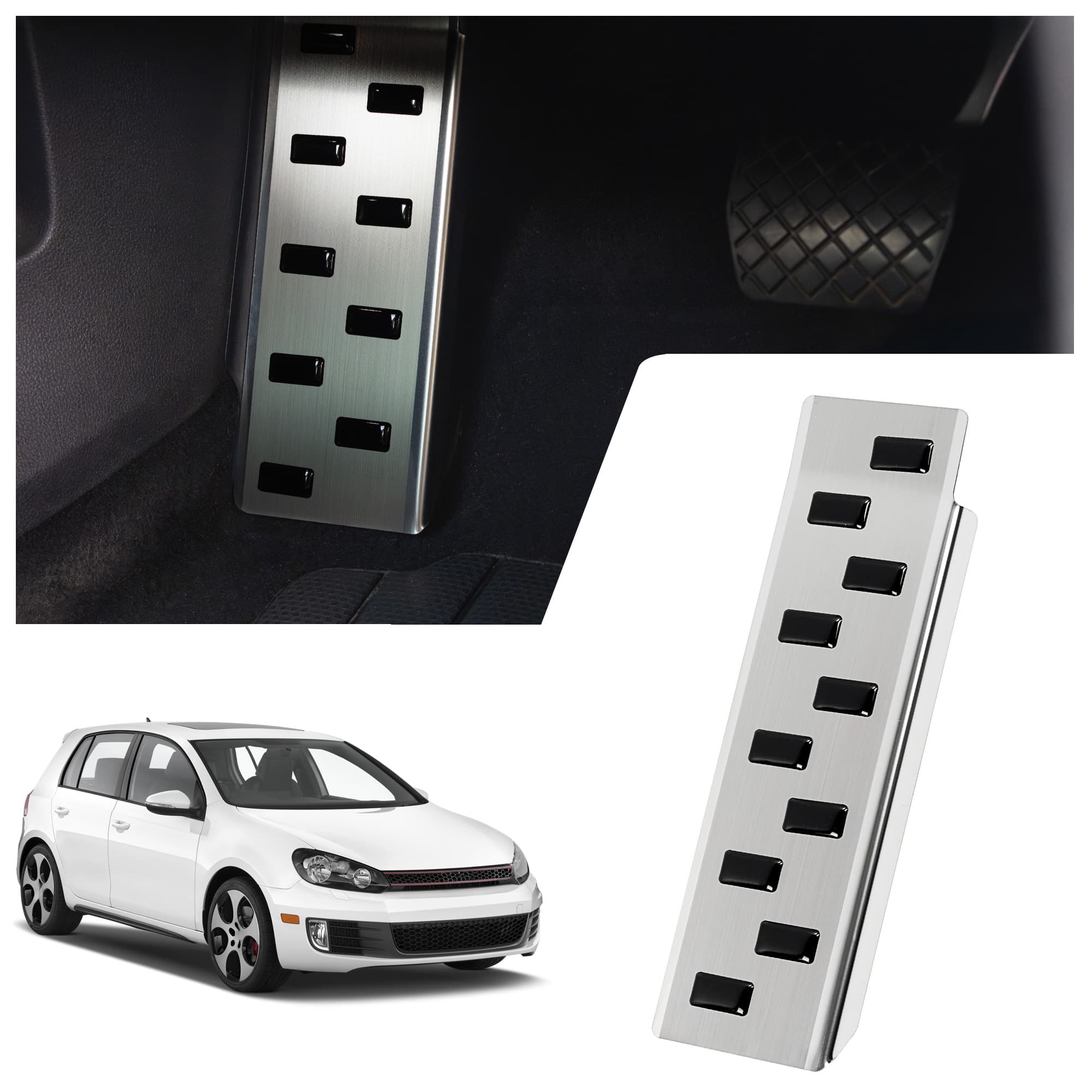 Footrest plate — Black | Silver, Stainless steel, Brushed