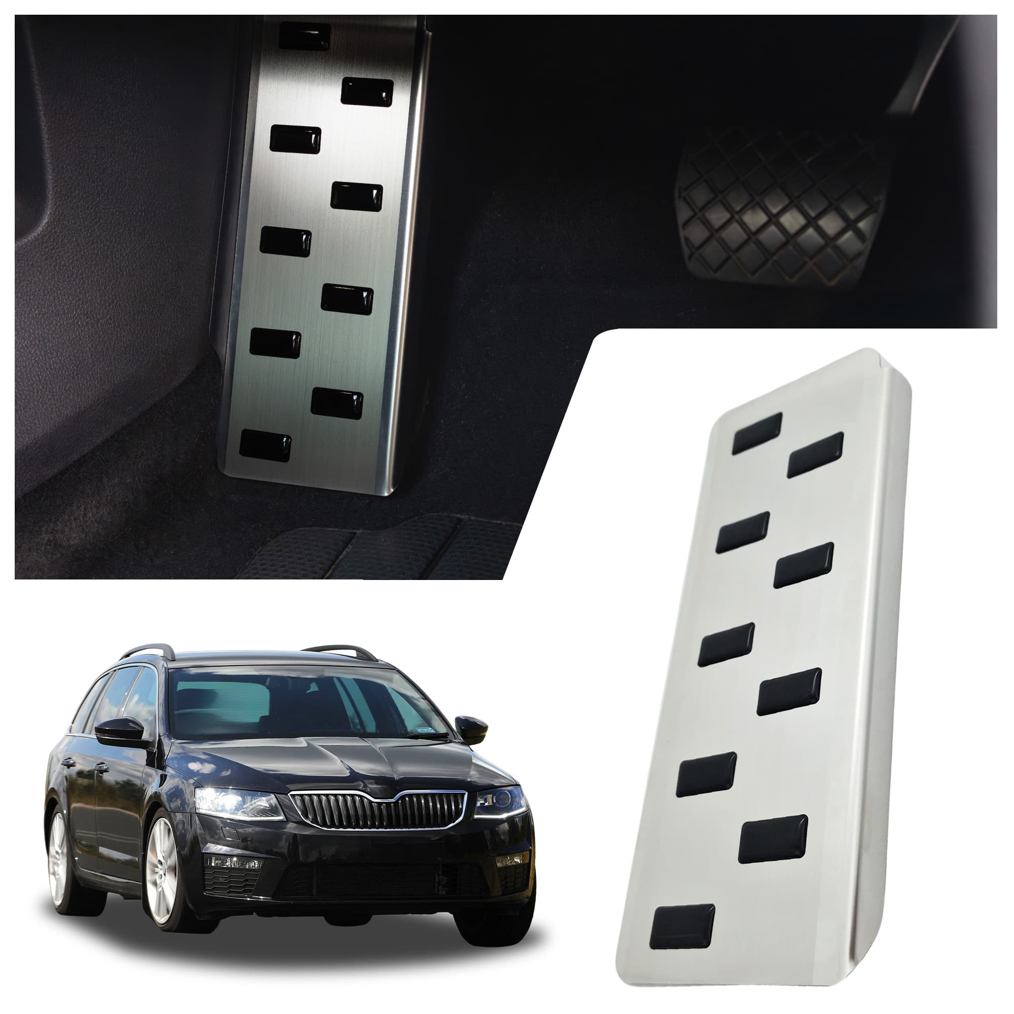 Footrest plate — Black | Silver, Stainless steel, Brushed