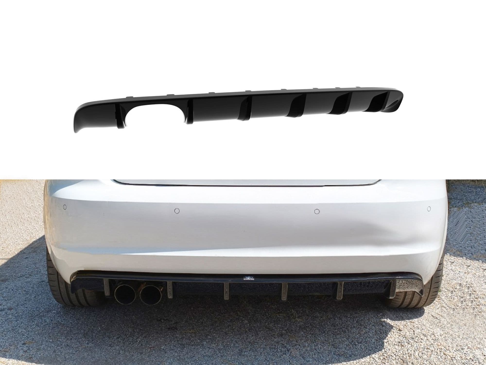 Rear bumper lip — Black, ABS plastic, Shiny