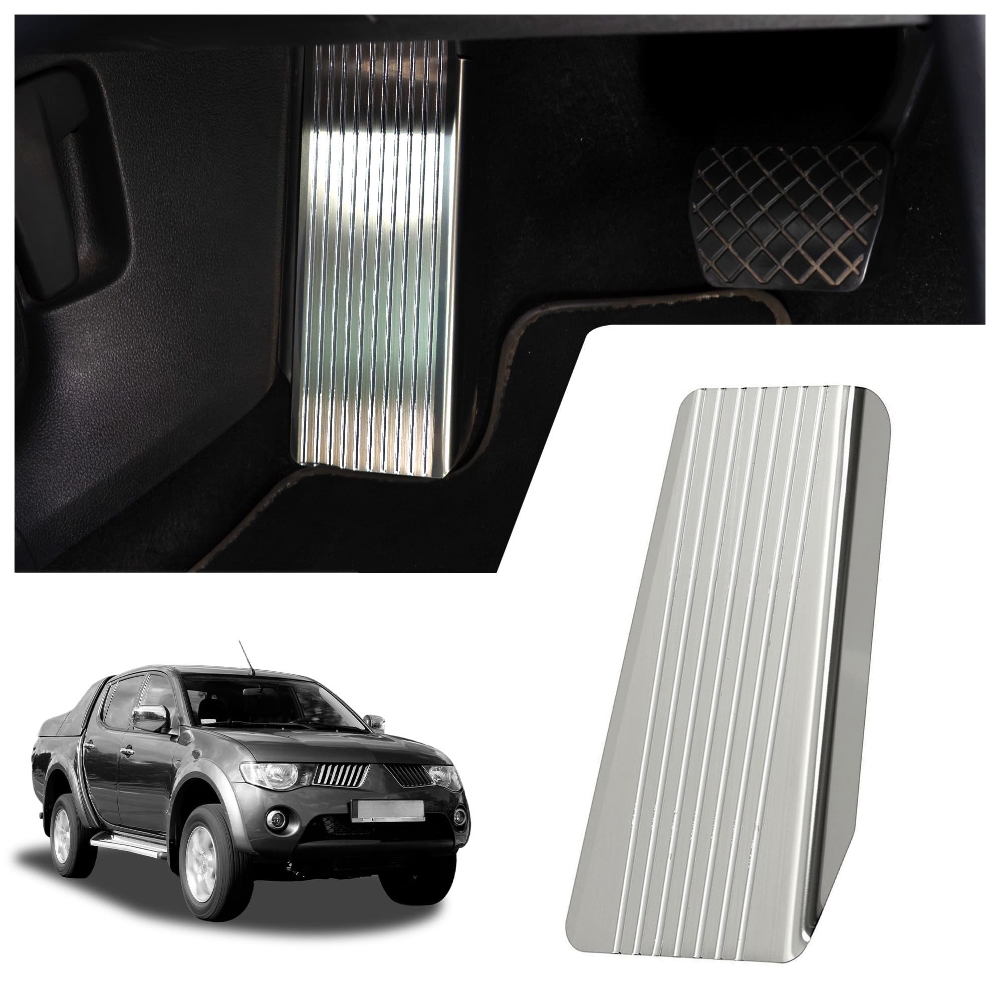 Footrest plate — Silver, Stainless steel, Brushed