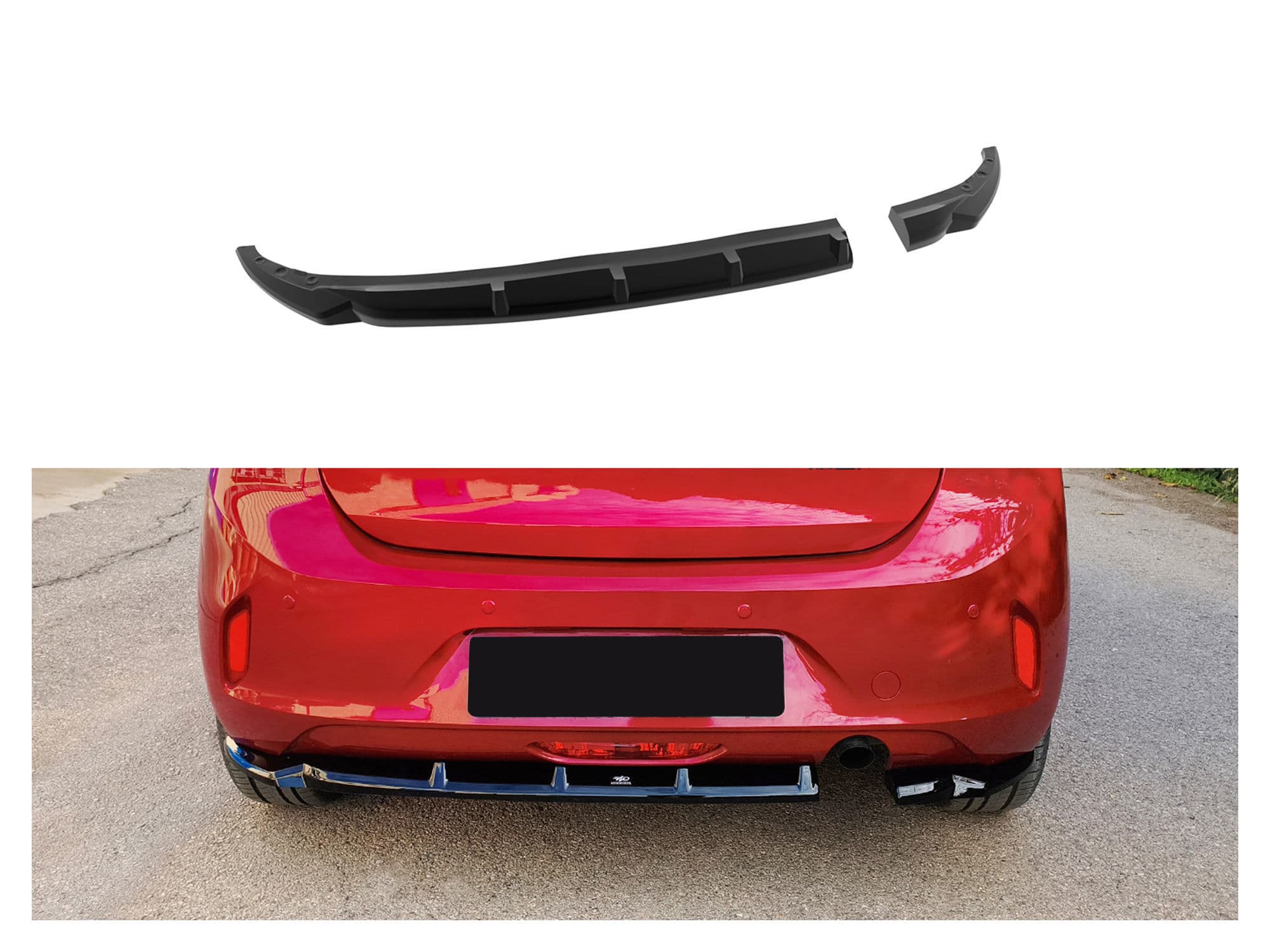Rear bumper lip — Black, ABS plastic, Shiny
