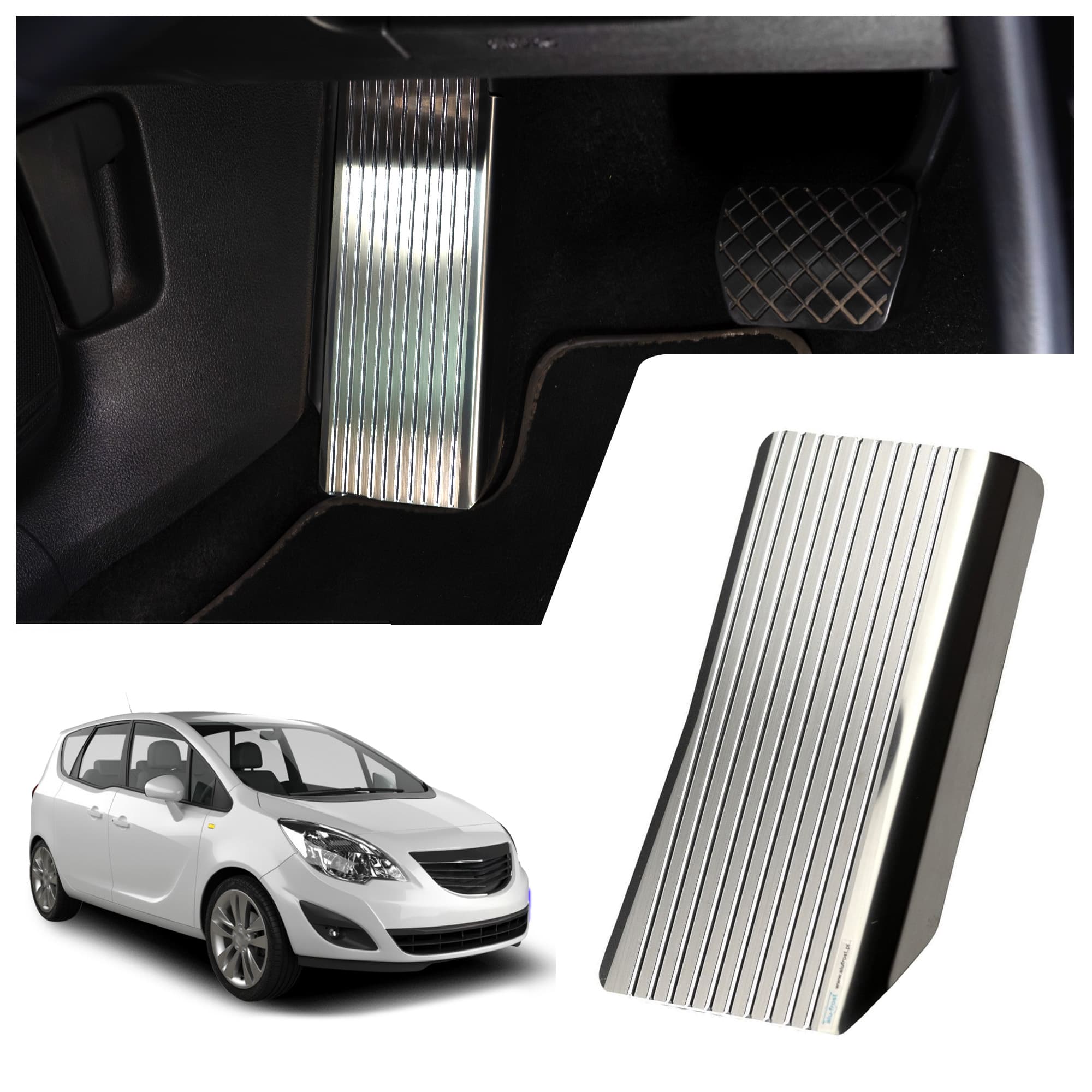 Footrest plate — Silver, Stainless steel, Brushed