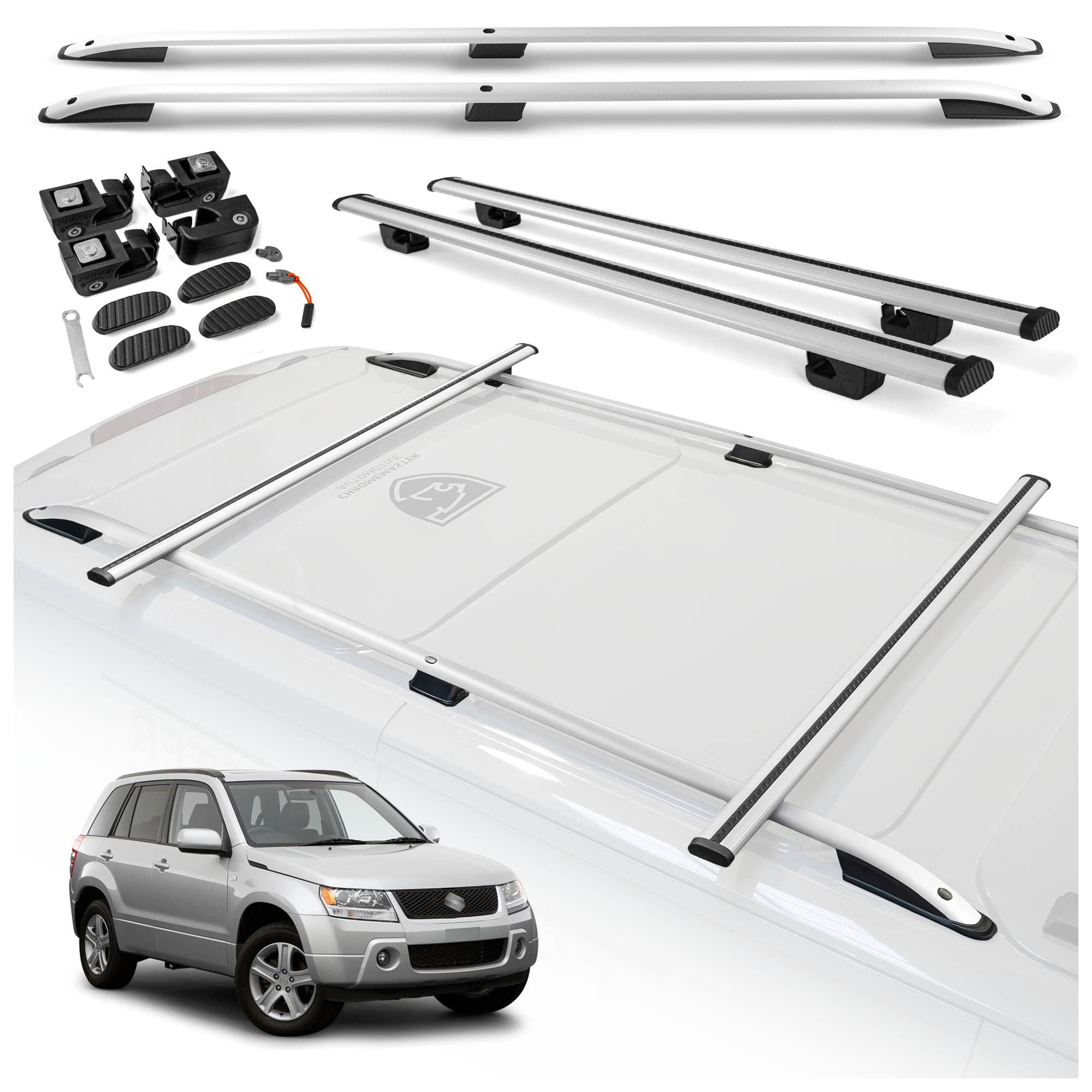 Roof rails with cross bars included SKYPORT — Silver, Aluminum | Plastic, Painted