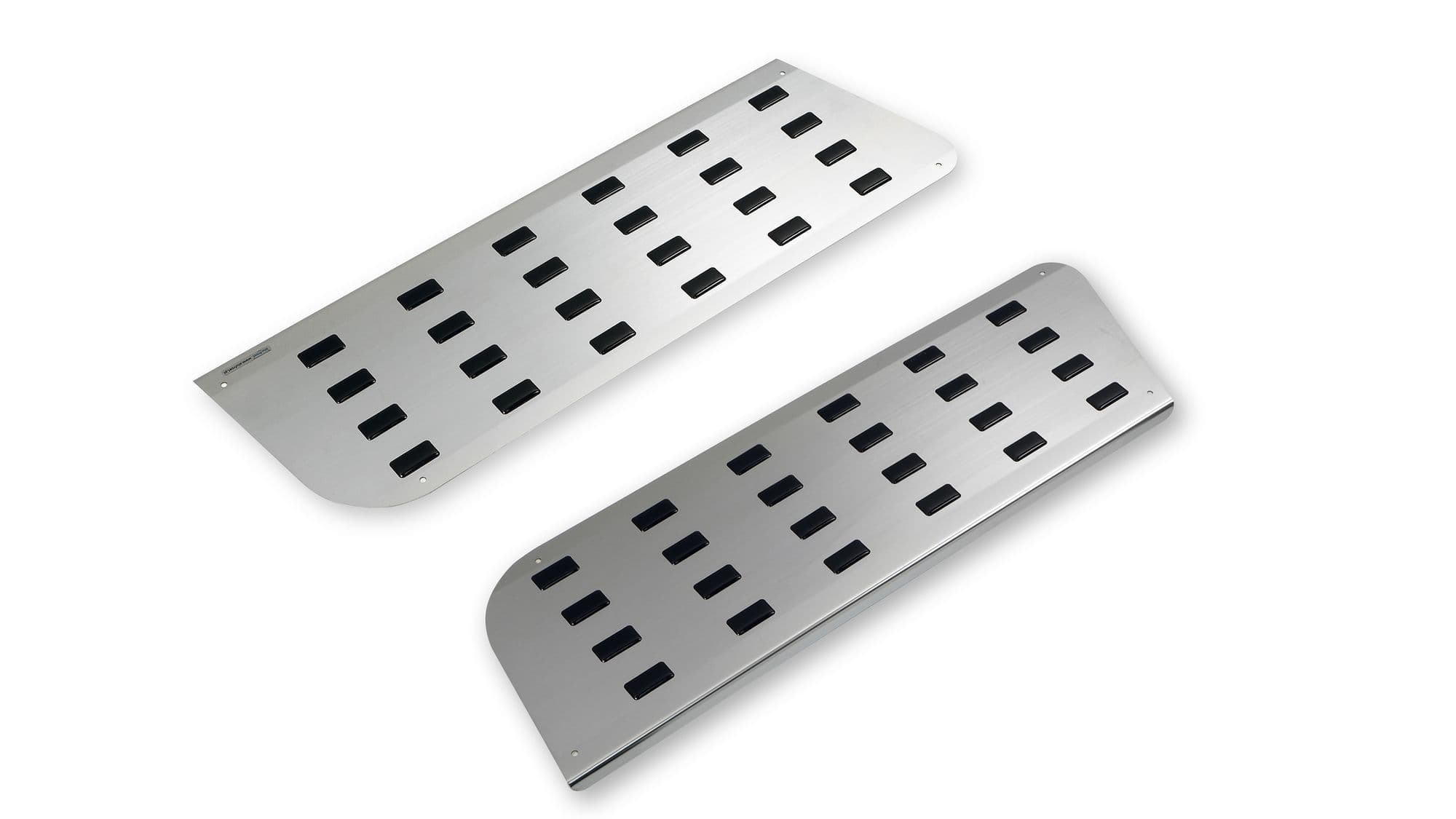 Covers for front interior steps — Black | Silver, Stainless steel, Polished