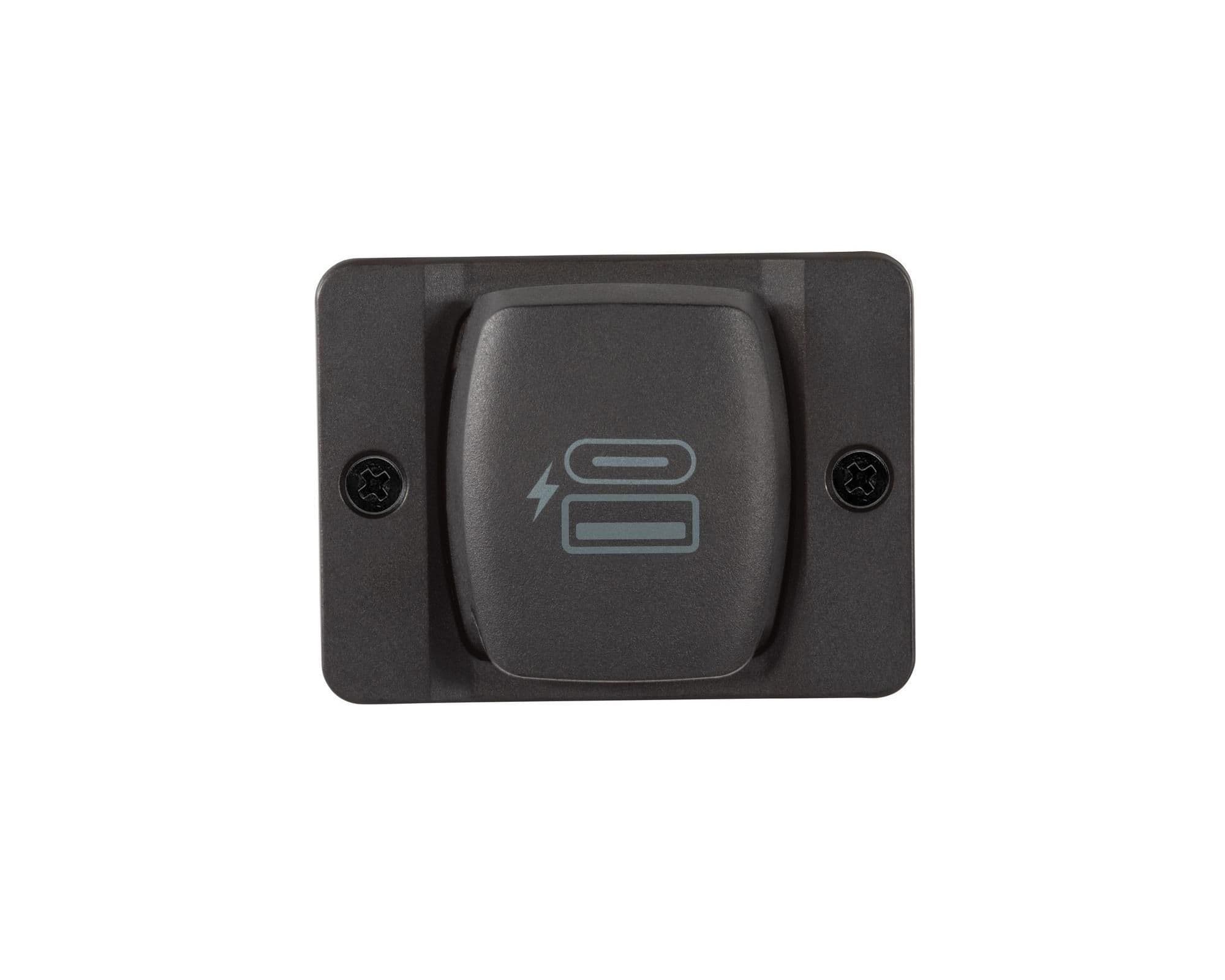USB-A / USB-C power socket with protective cover Flip Pro Plus Fast Charge — Black, Plastic, Matte