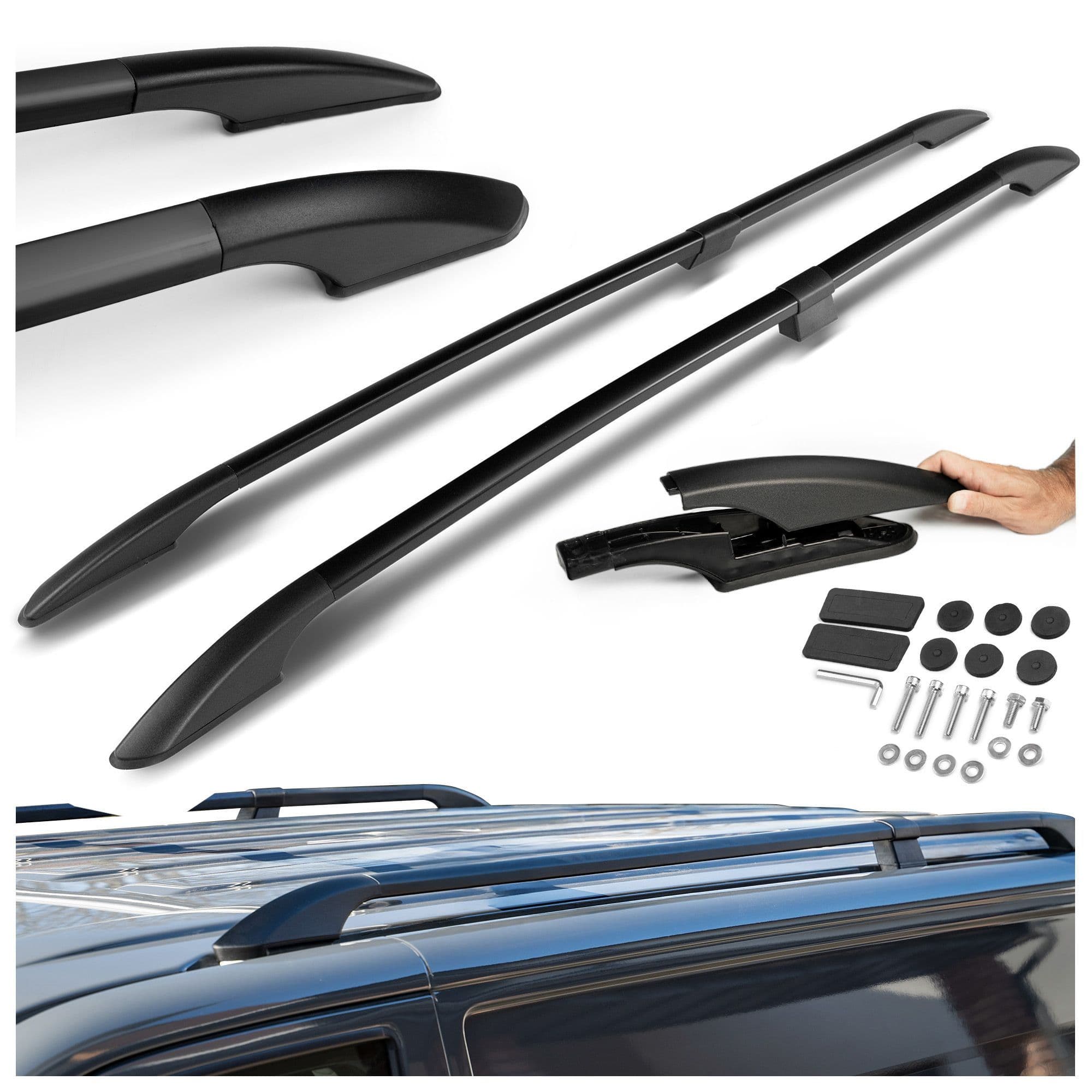 Split roof rails Solid — Black, Aluminum | Plastic, Painted