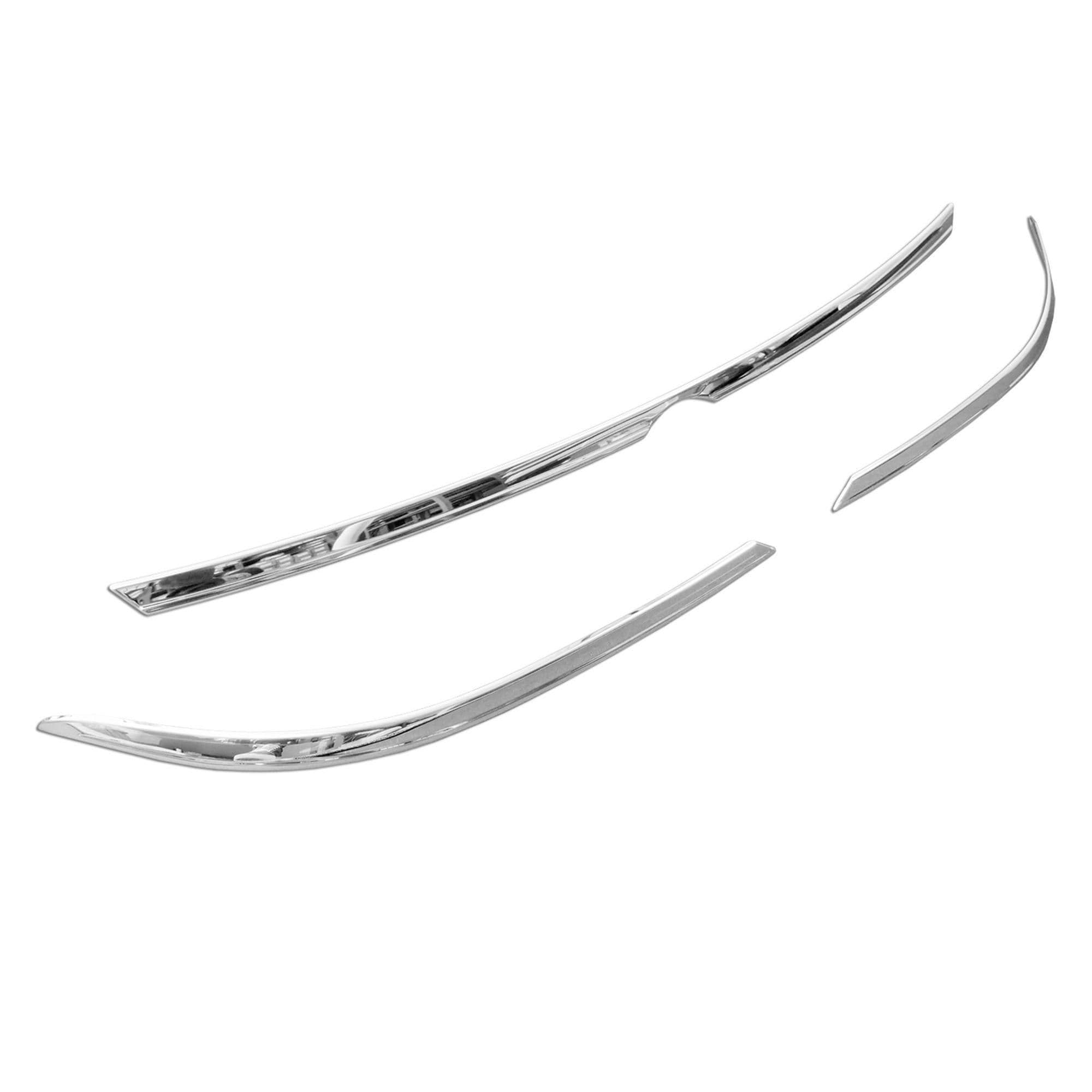 Grille trims under front lights — Chrome, Stainless steel, Polished