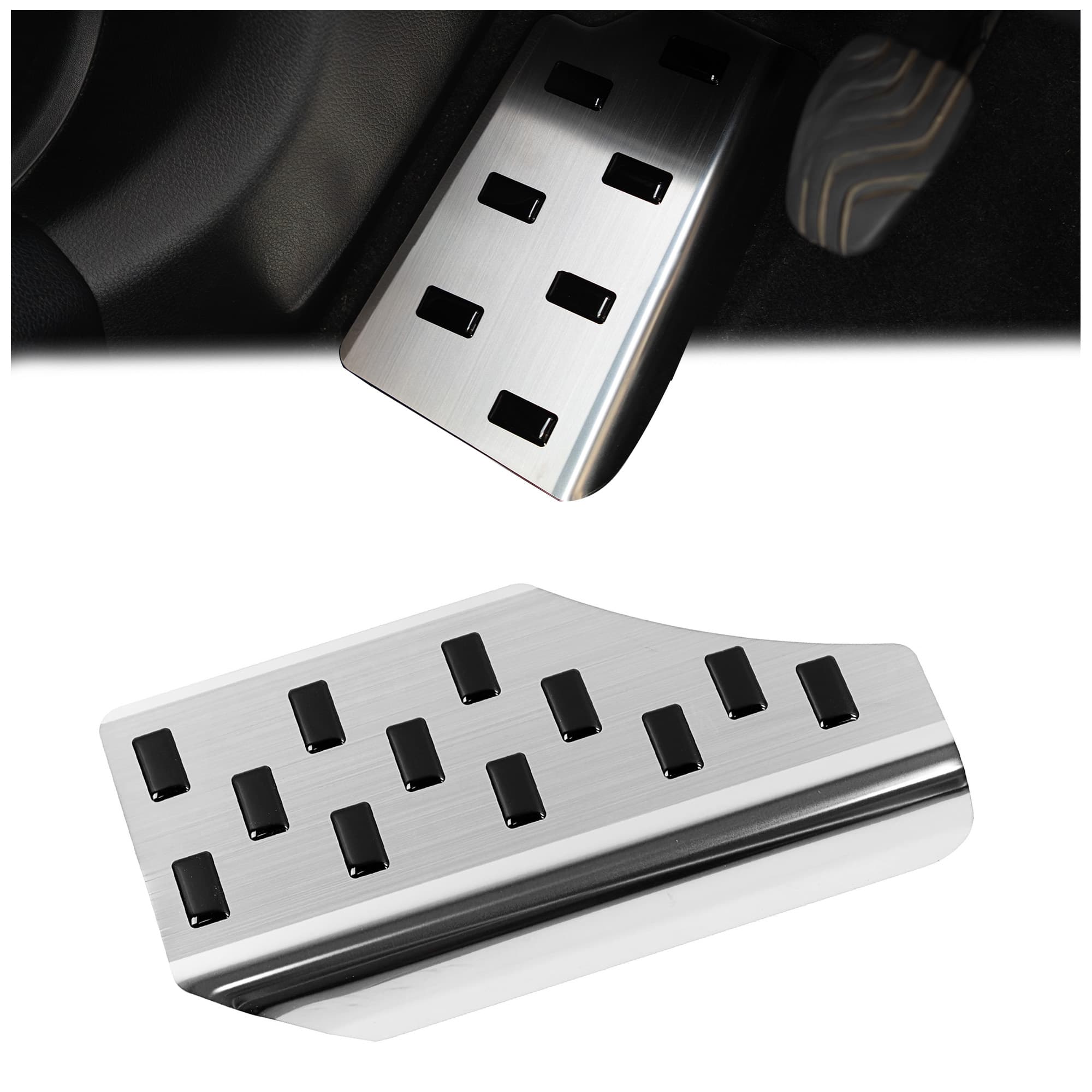 Footrest plate — Black | Silver, Stainless steel, Brushed