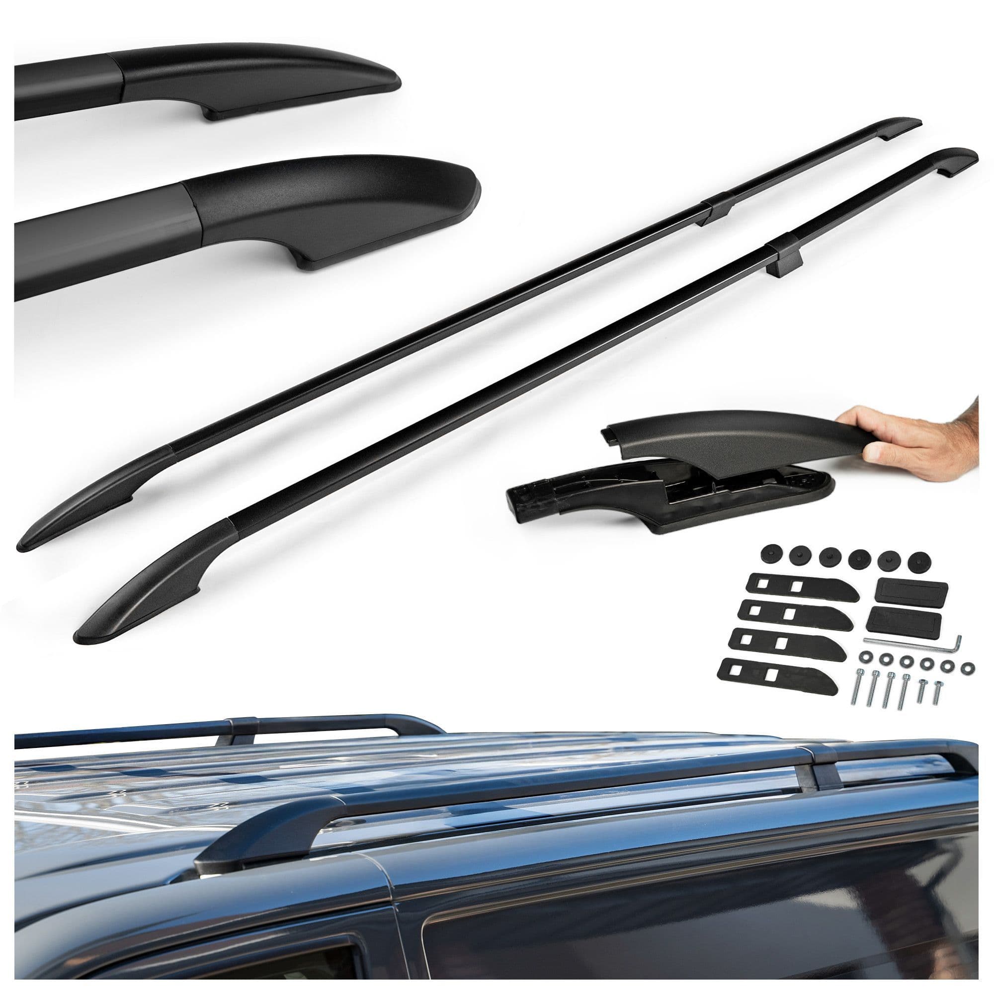 Split roof rails Solid — Black, Aluminum | Plastic, Painted