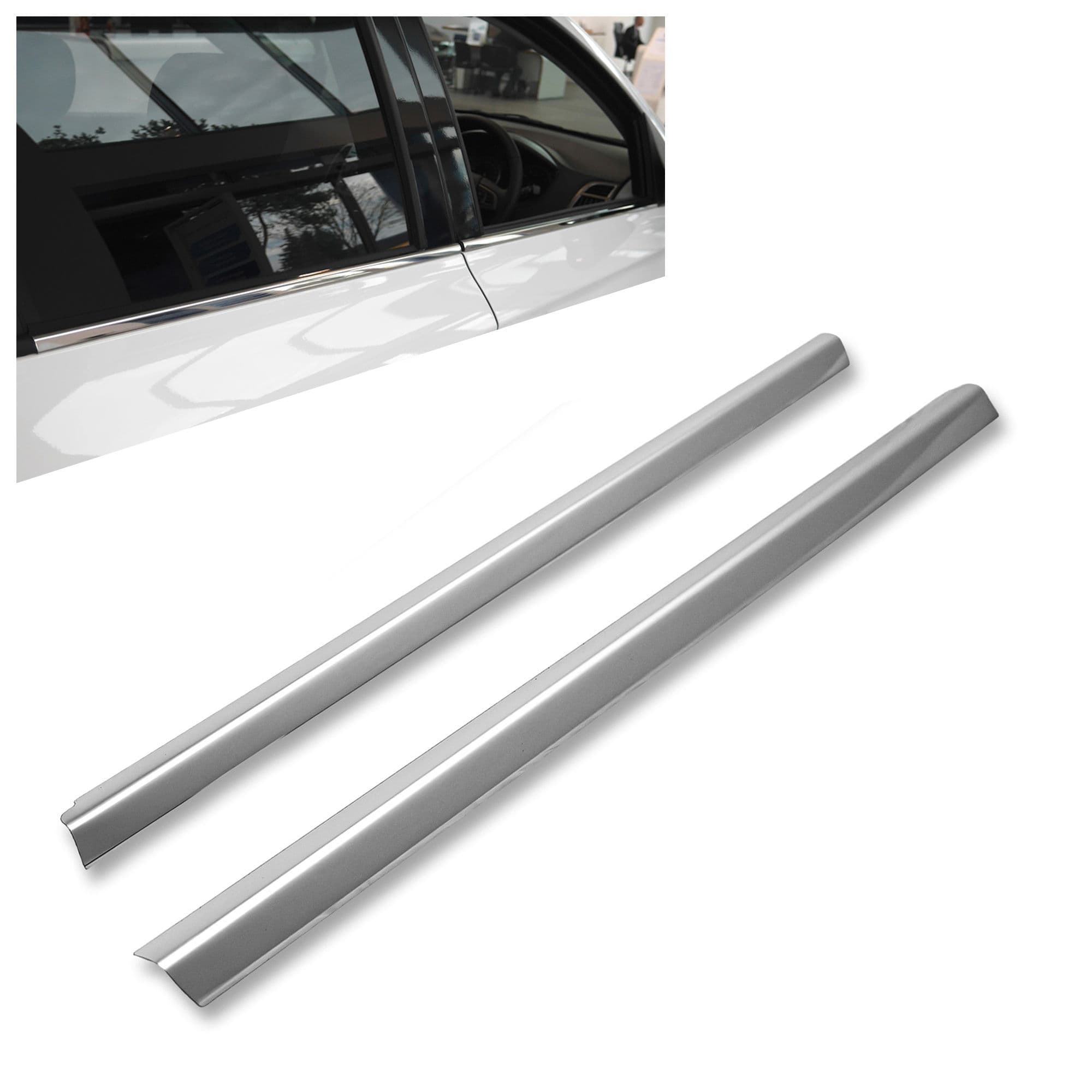 Lower side window trims — Chrome, Stainless steel, Polished