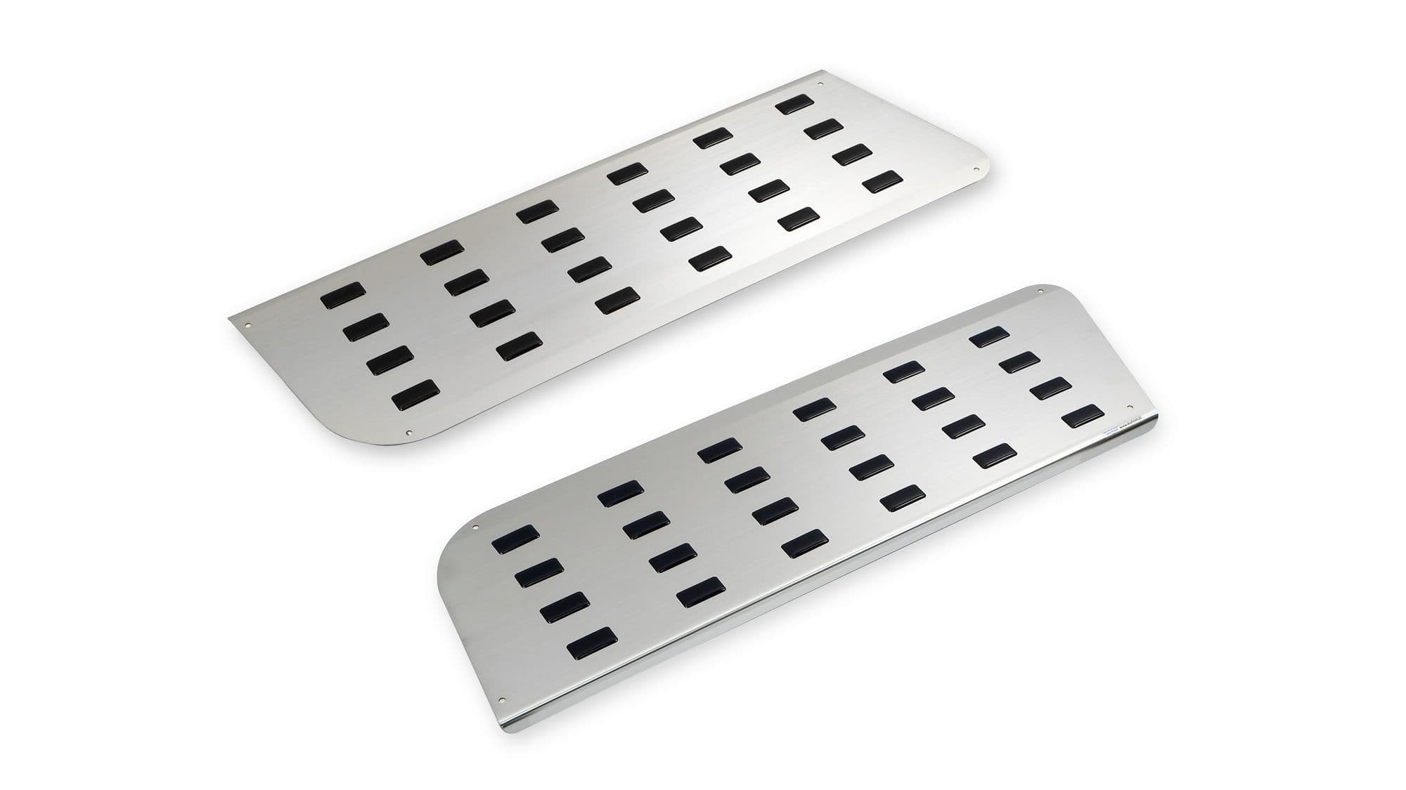 Covers for front interior steps — Black | Silver, Stainless steel, Polished