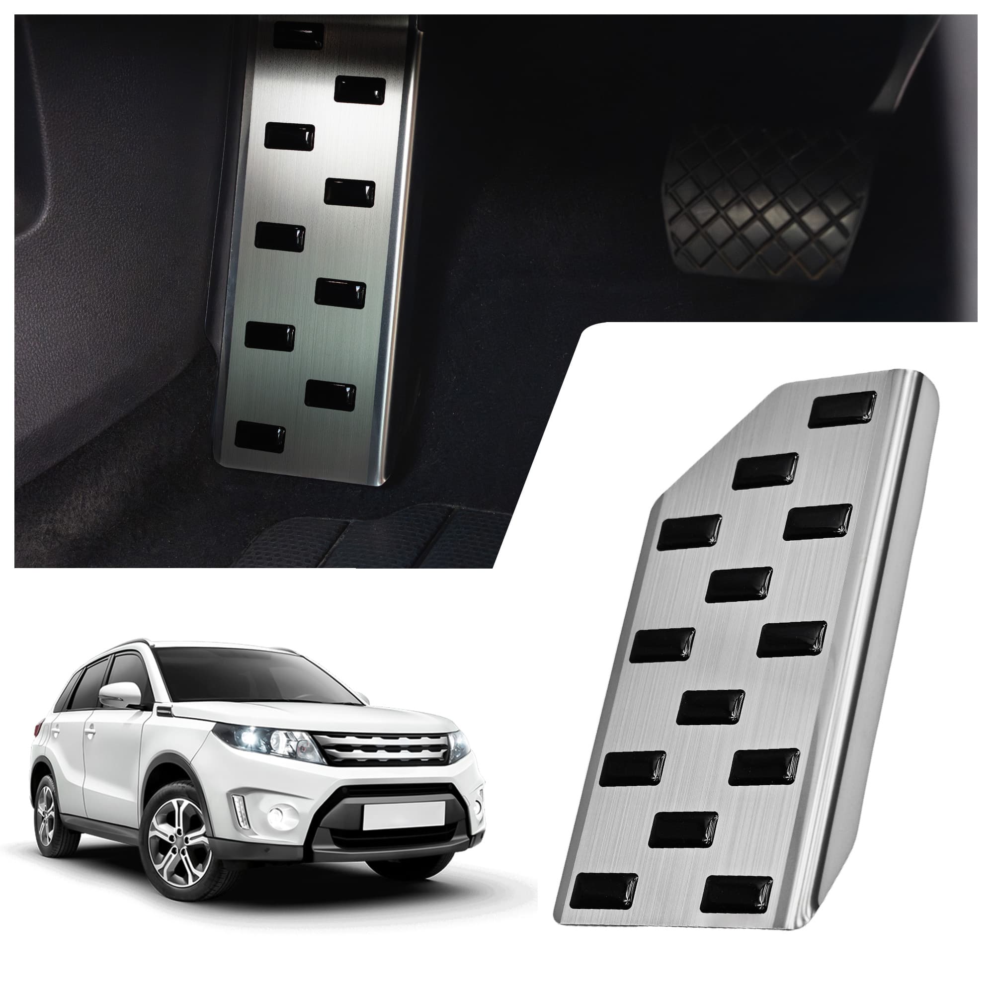 Footrest plate — Black | Silver, Stainless steel, Brushed