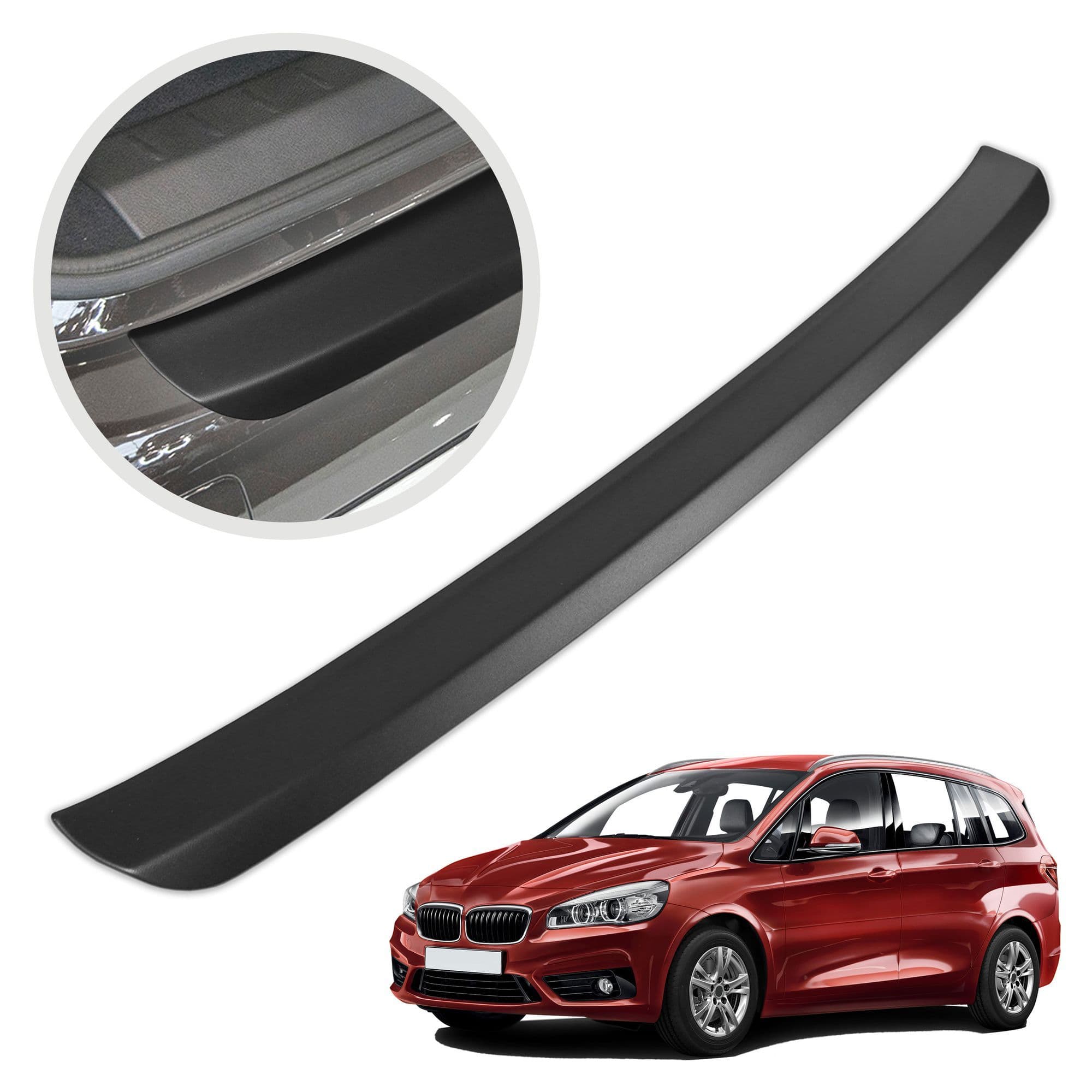 Rear bumper trim — Black, ABS plastic, Matte
