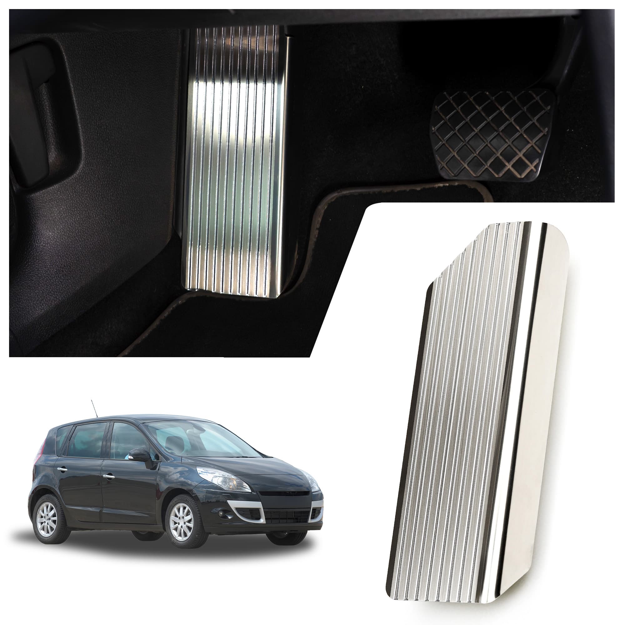 Footrest plate — Silver, Stainless steel, Brushed
