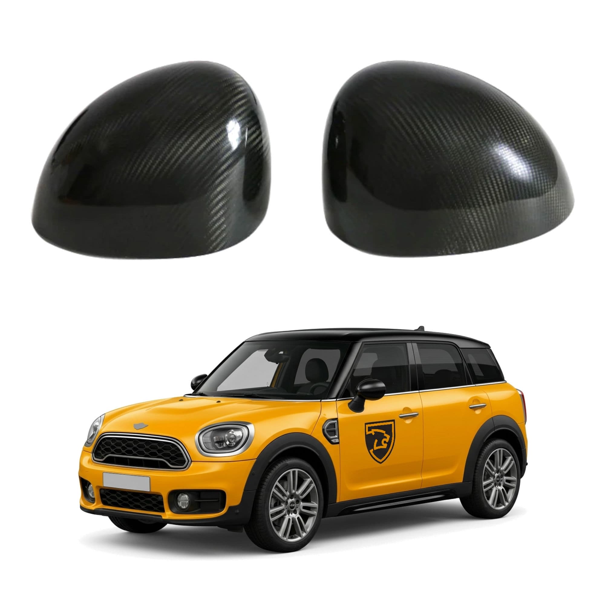 Mirror covers — Black, Carbon fiber, Shiny
