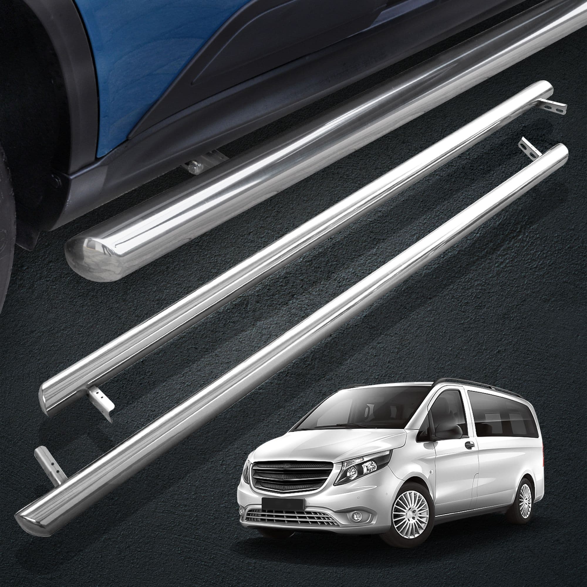 Side bars BB004 — Chrome, Steel, Polished