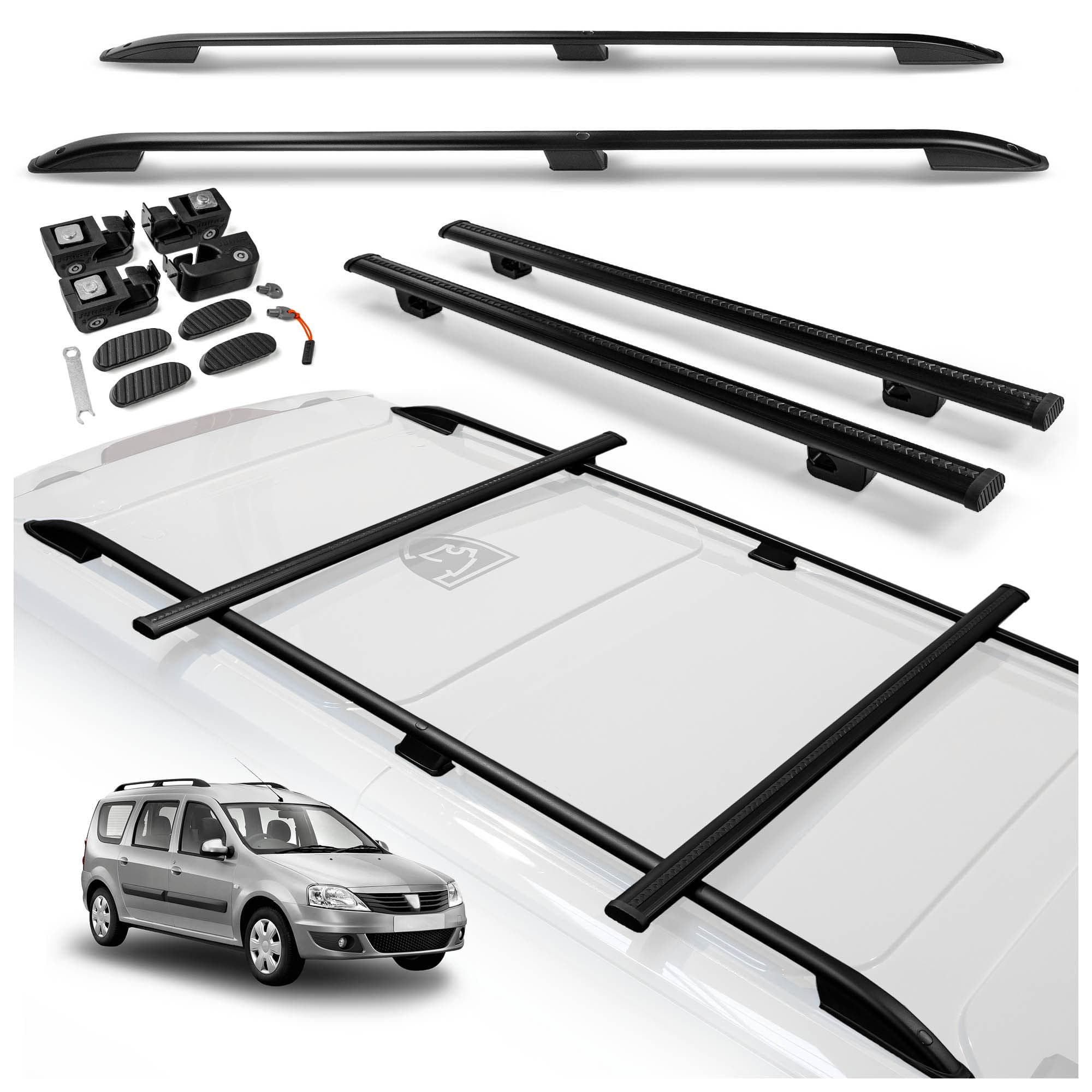 Roof rails with cross bars included SKYPORT — Black, Aluminum | Plastic, Painted