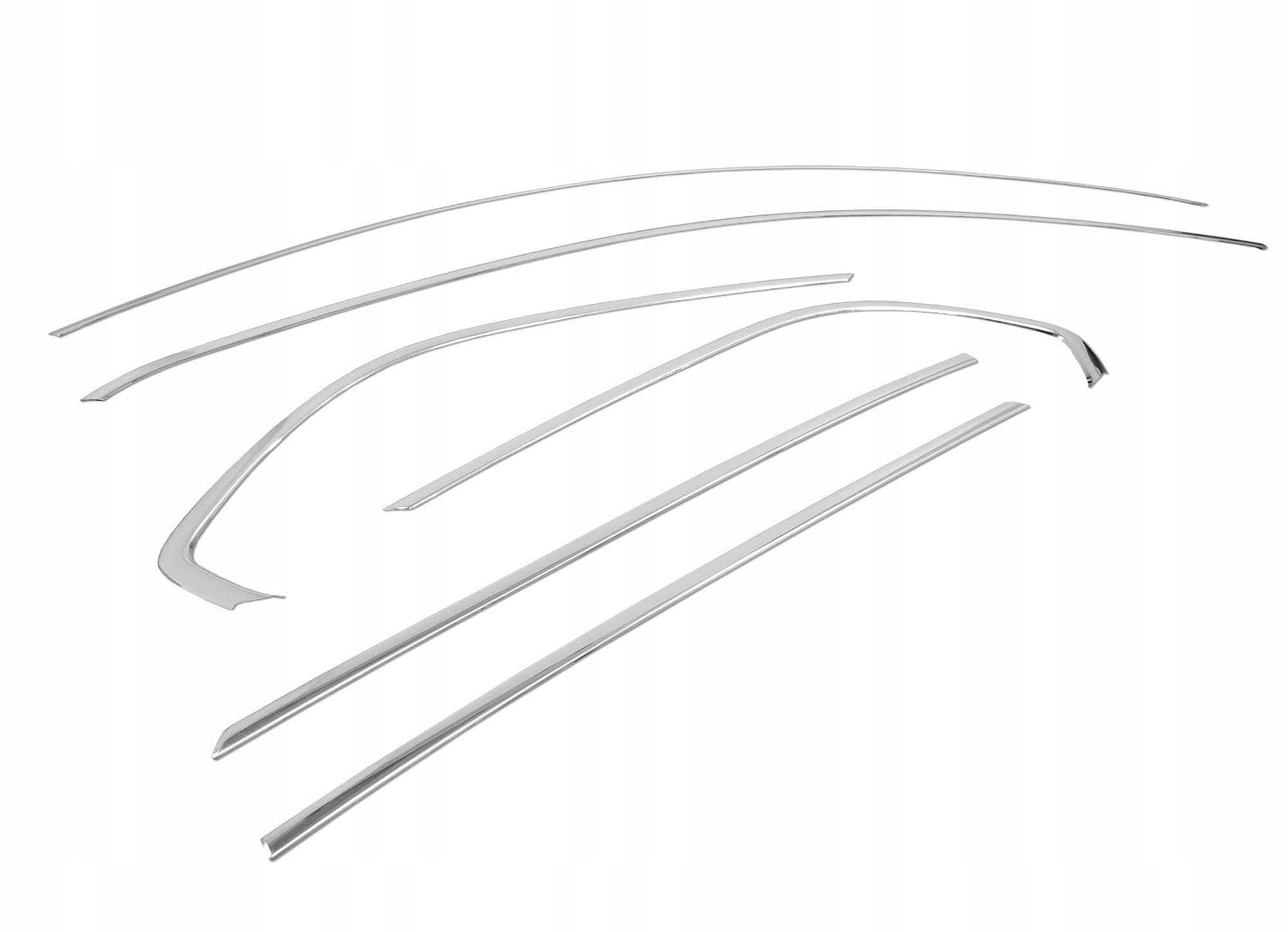 Trims above side windows — Chrome, Stainless steel, Polished
