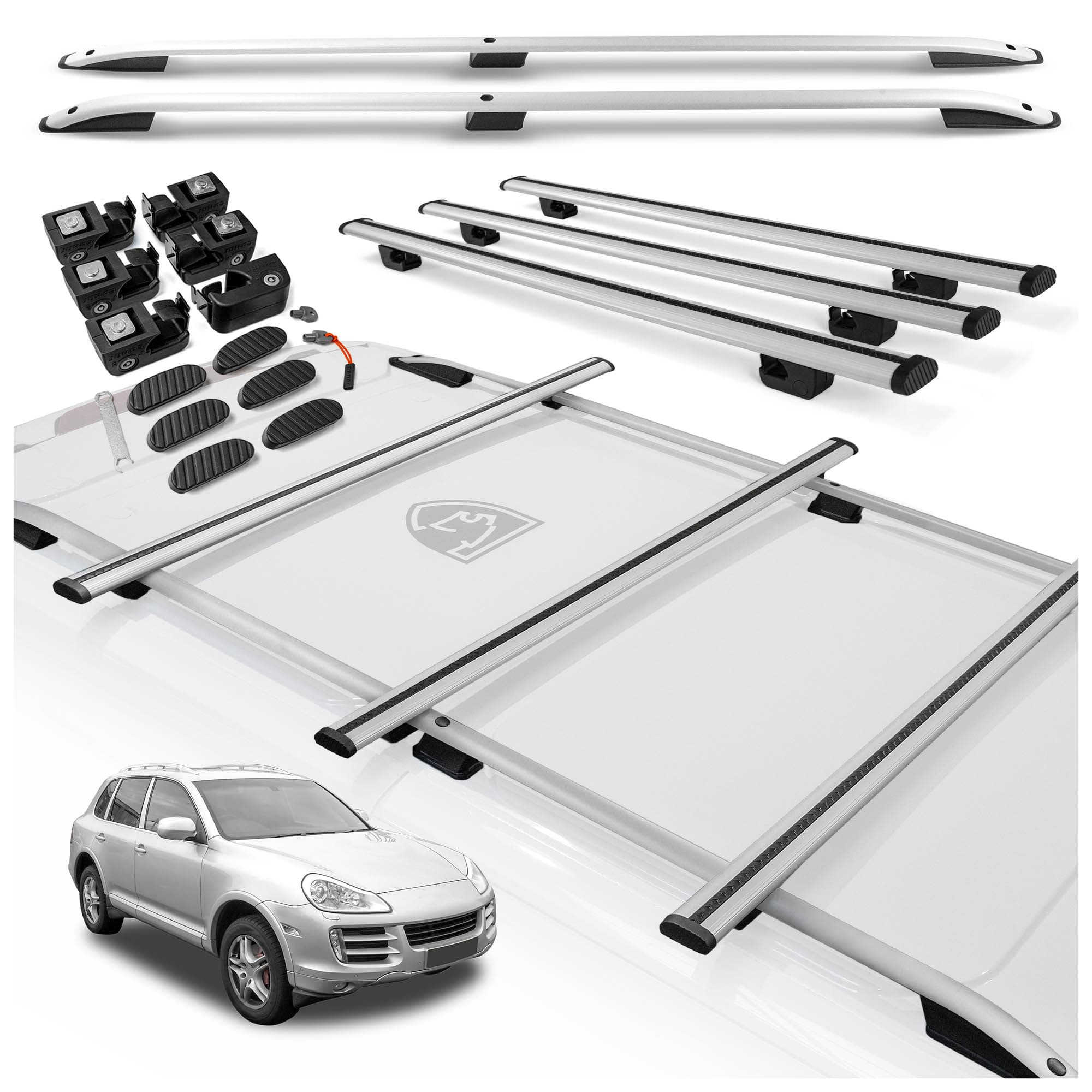 Roof rails with cross bars included SKYPORT — Silver, Aluminum | Plastic, Painted