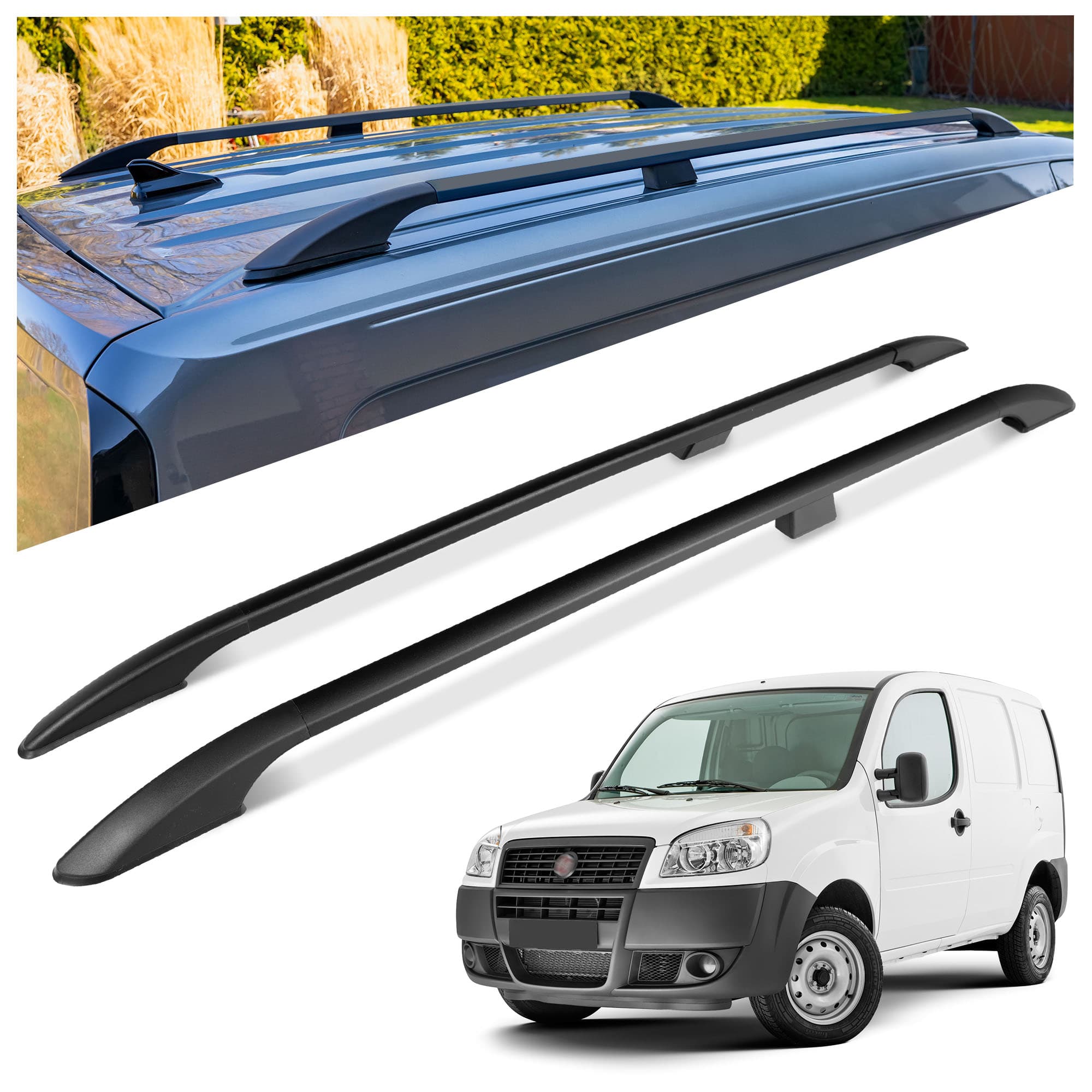 Roof rails Solid — Black, Aluminum | Plastic, Painted