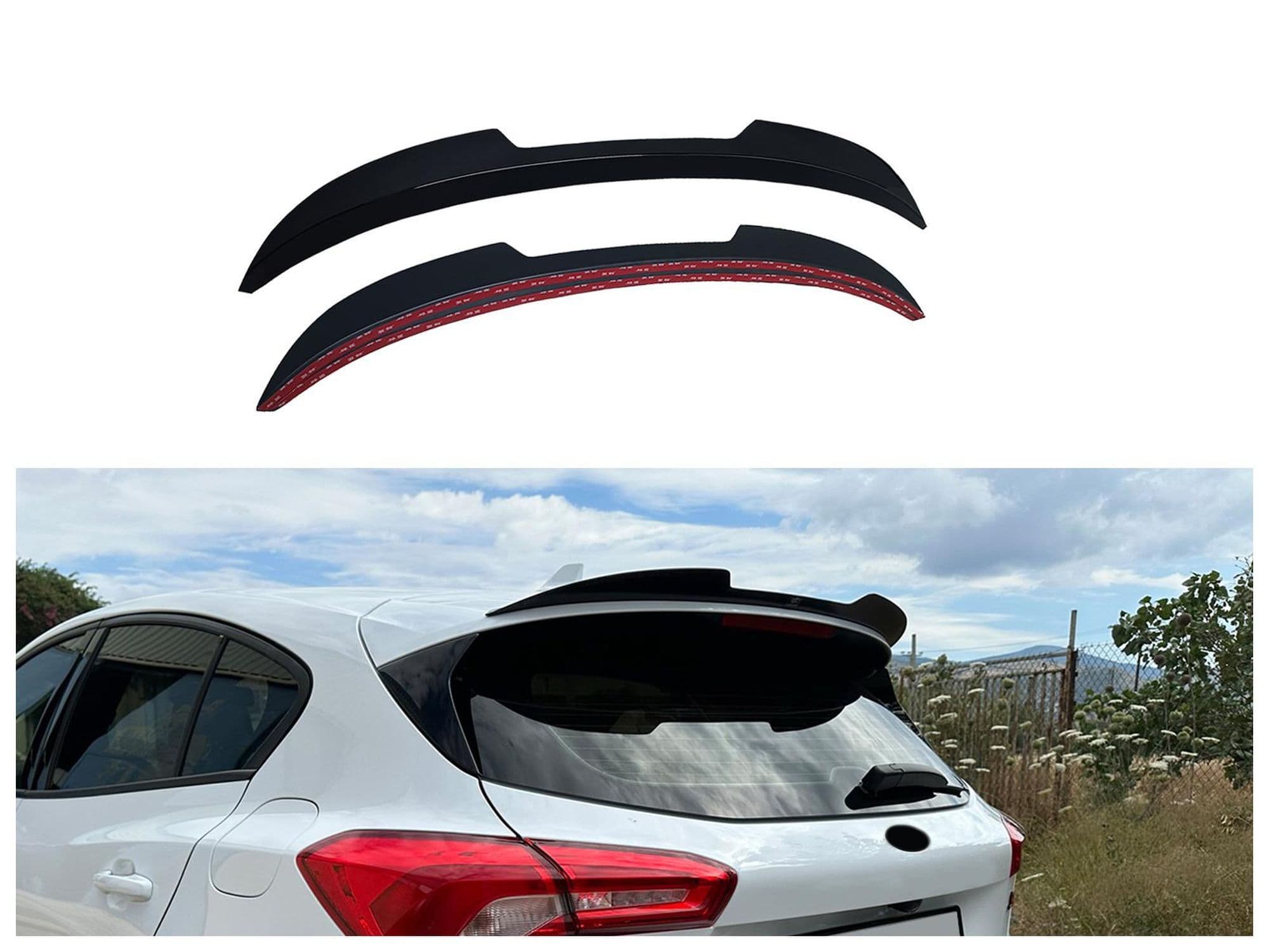 Roof spoiler cover — Black, ABS plastic, Shiny
