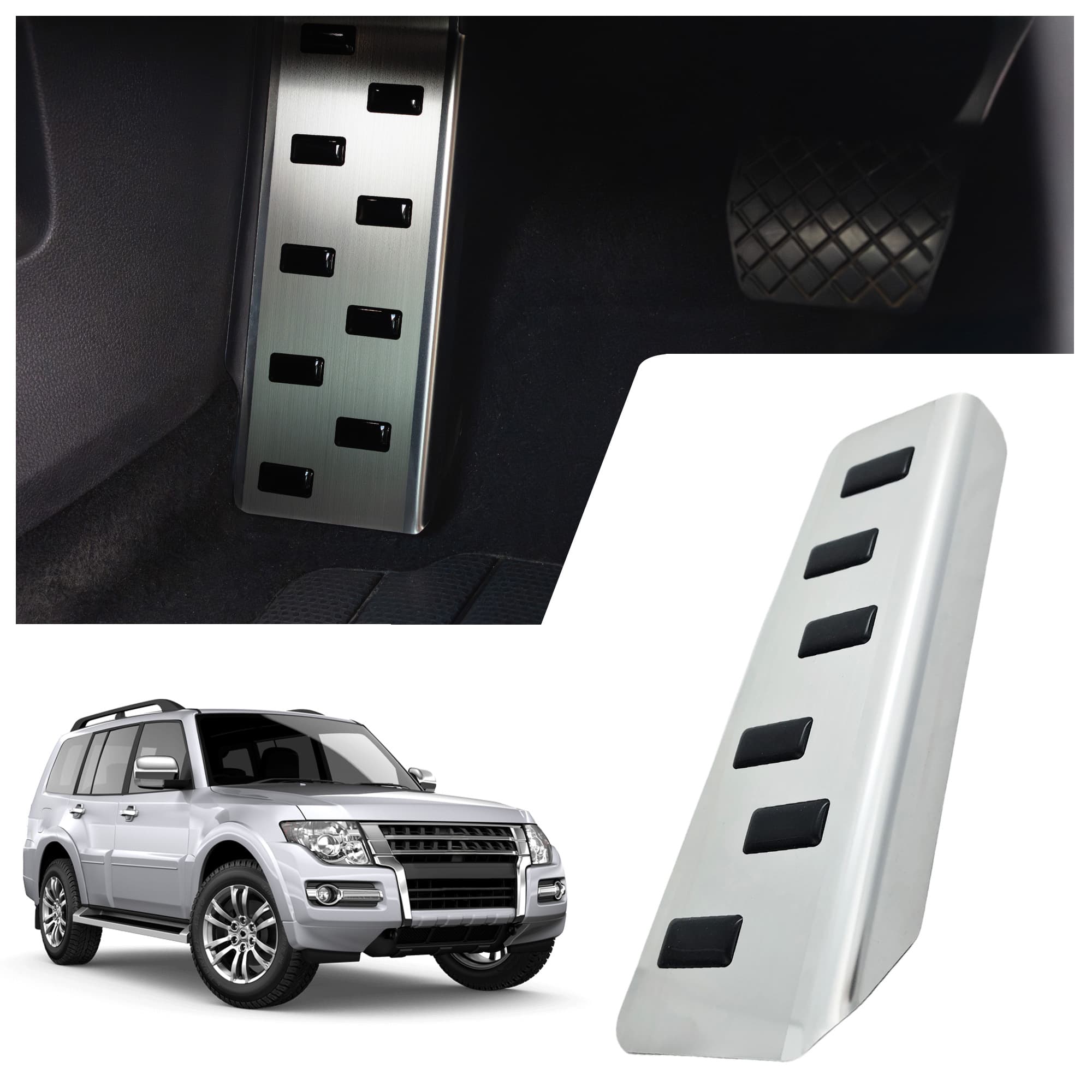 Footrest plate — Black | Silver, Stainless steel, Brushed