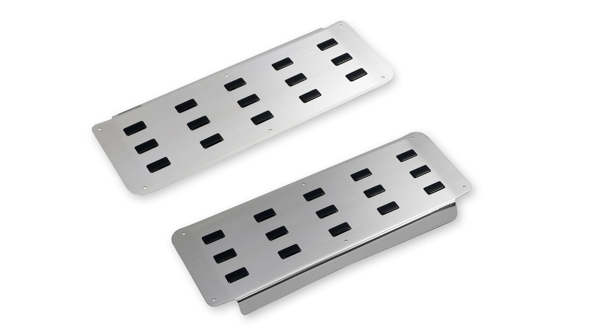 Covers for front interior steps — Black | Silver, Stainless steel, Polished