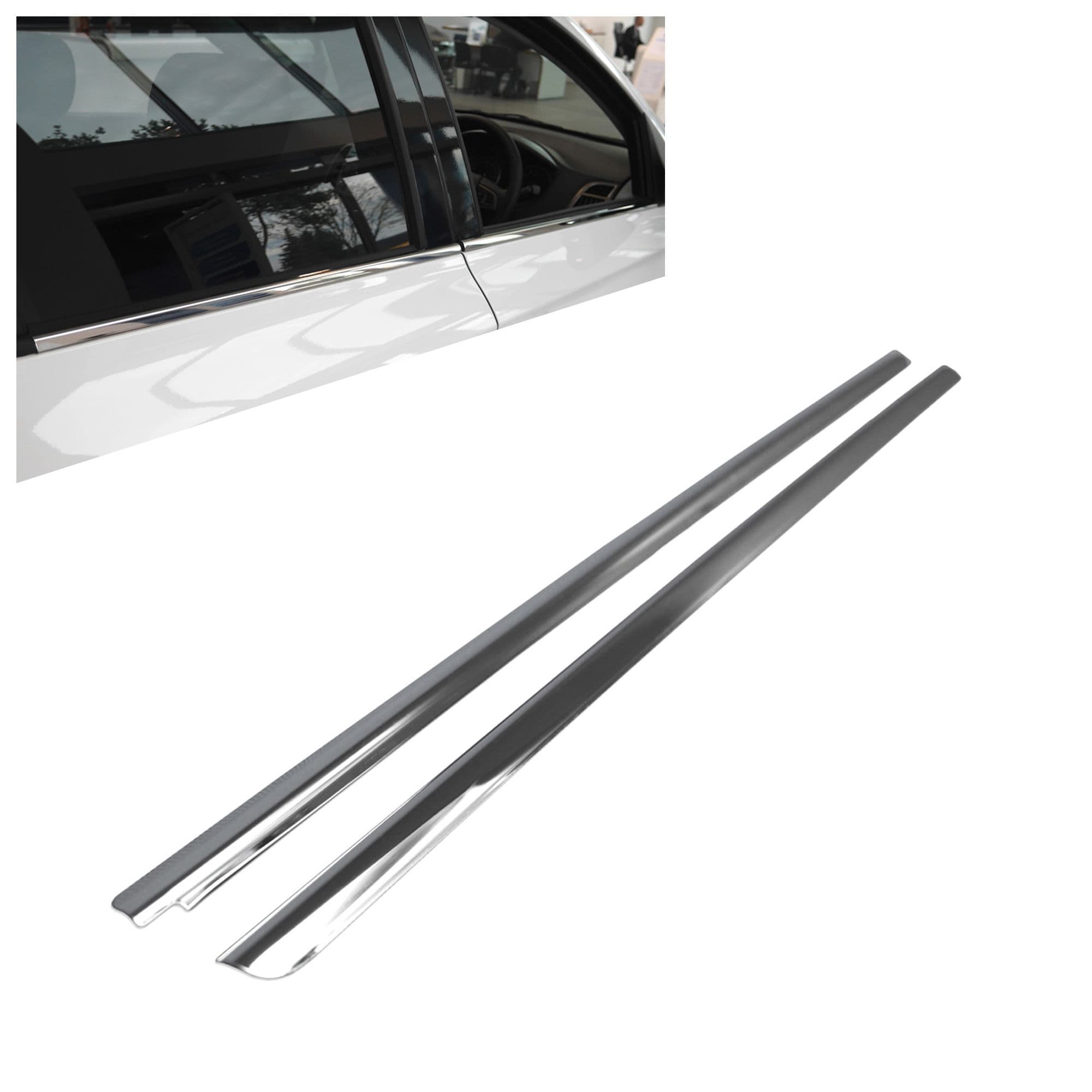 Lower side window trims — Chrome, Stainless steel, Polished