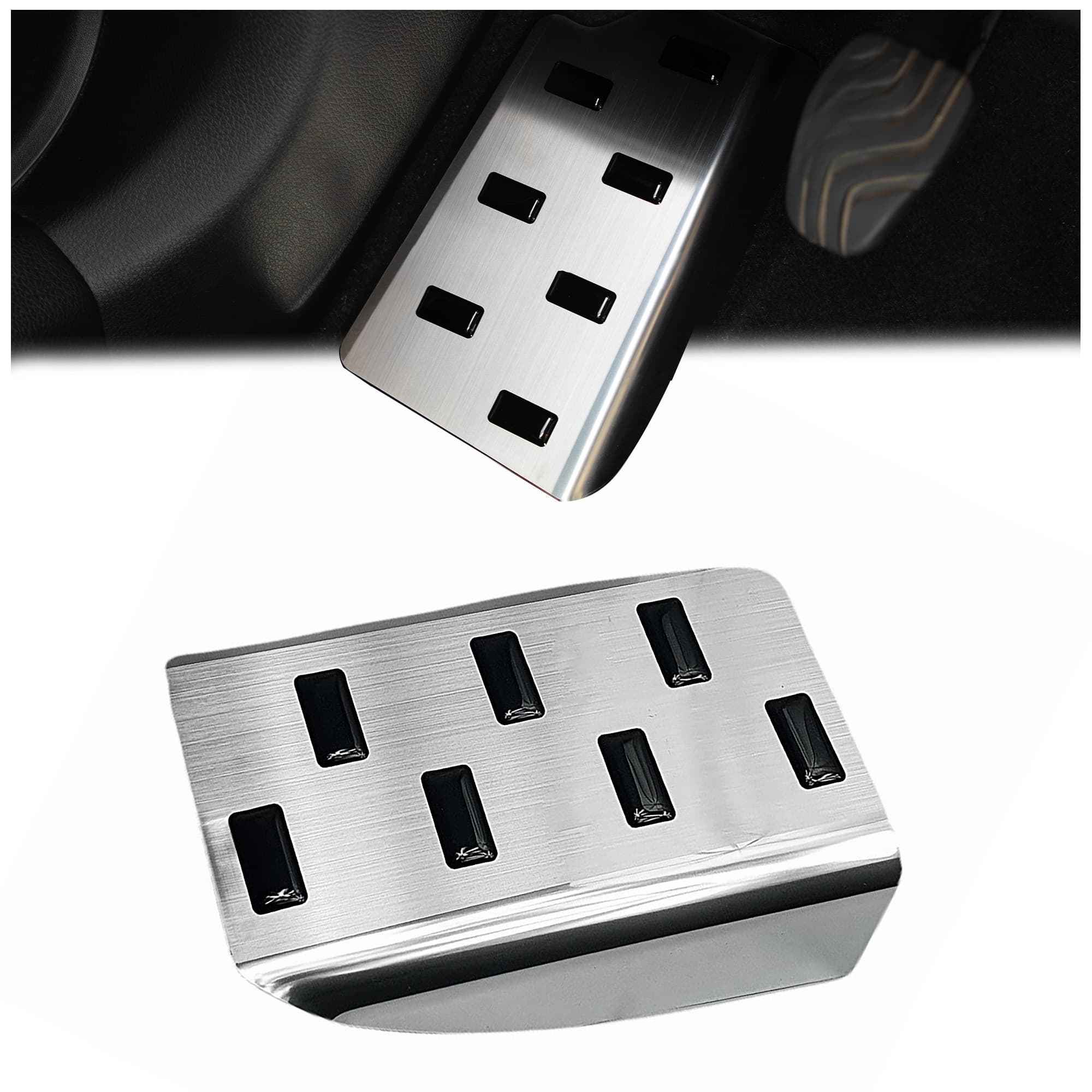 Footrest plate — Black | Silver, Stainless steel, Brushed