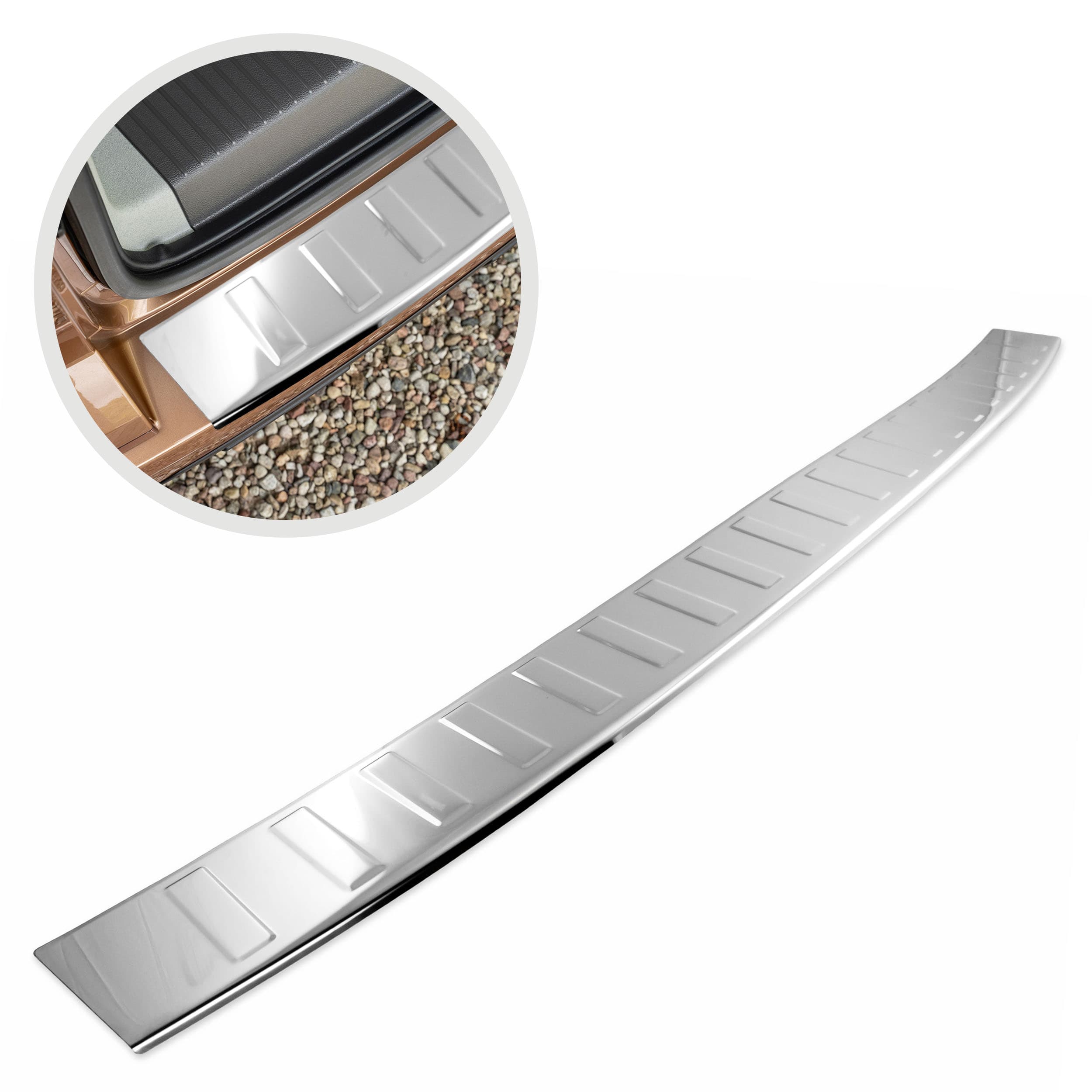Moulure de pare-chocs arrière — Chrome, Acier inoxydable, Poli