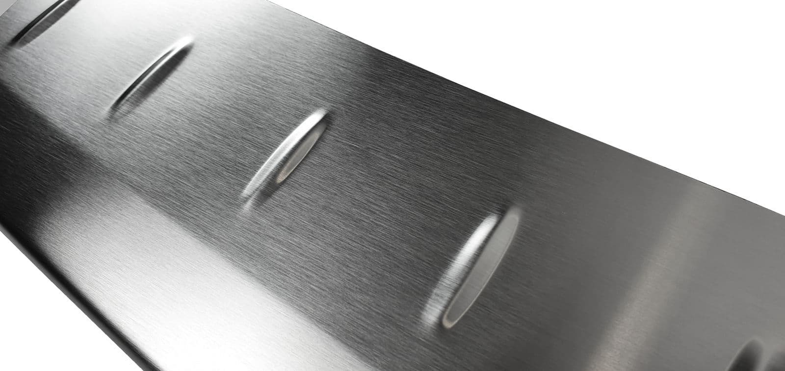 Rear bumper trim — Silver, Stainless steel, Brushed