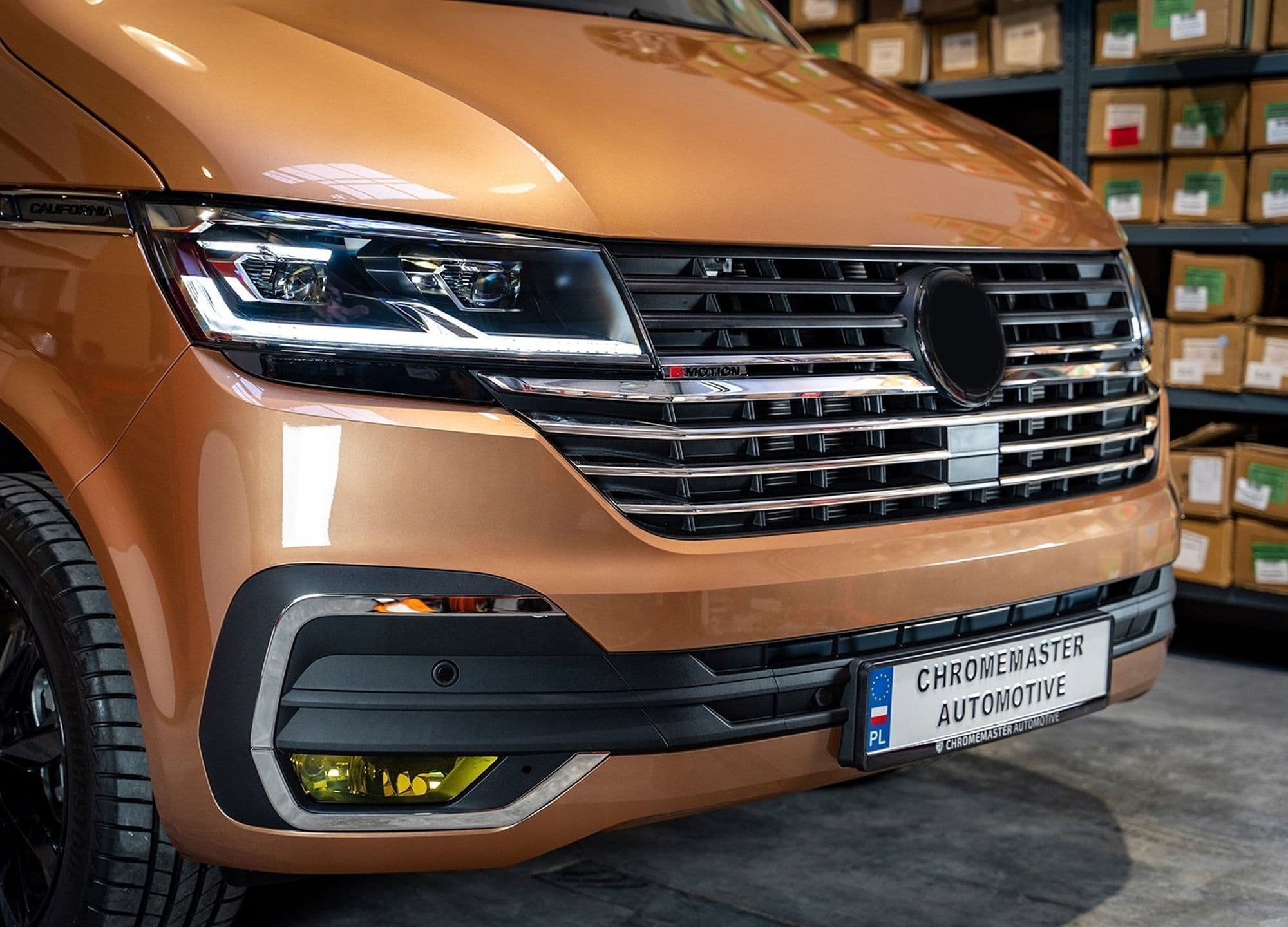 Front bumper grille trims — Chrome, Stainless steel, Polished