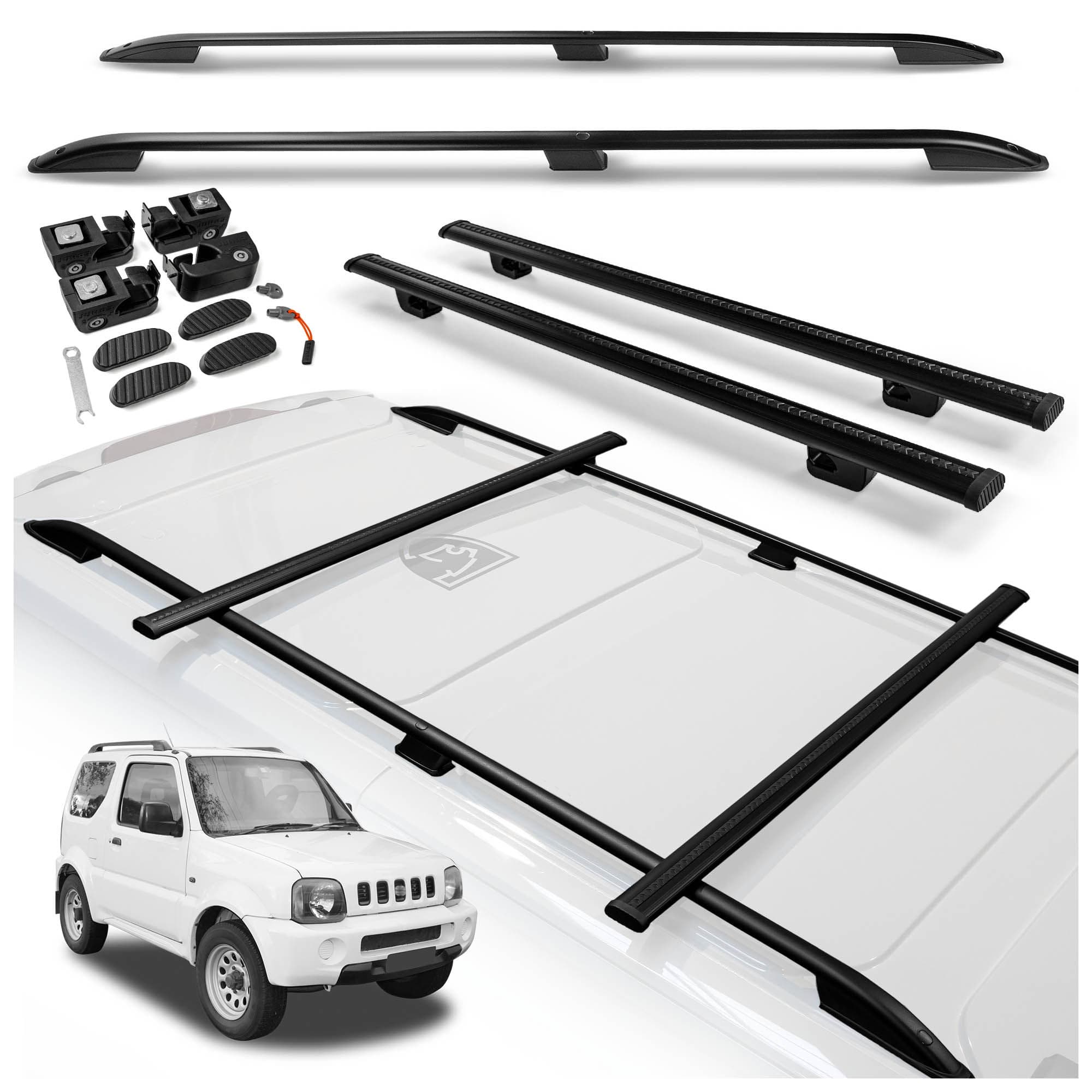 Roof rails with cross bars included SKYPORT — Black, Aluminum | Plastic, Painted