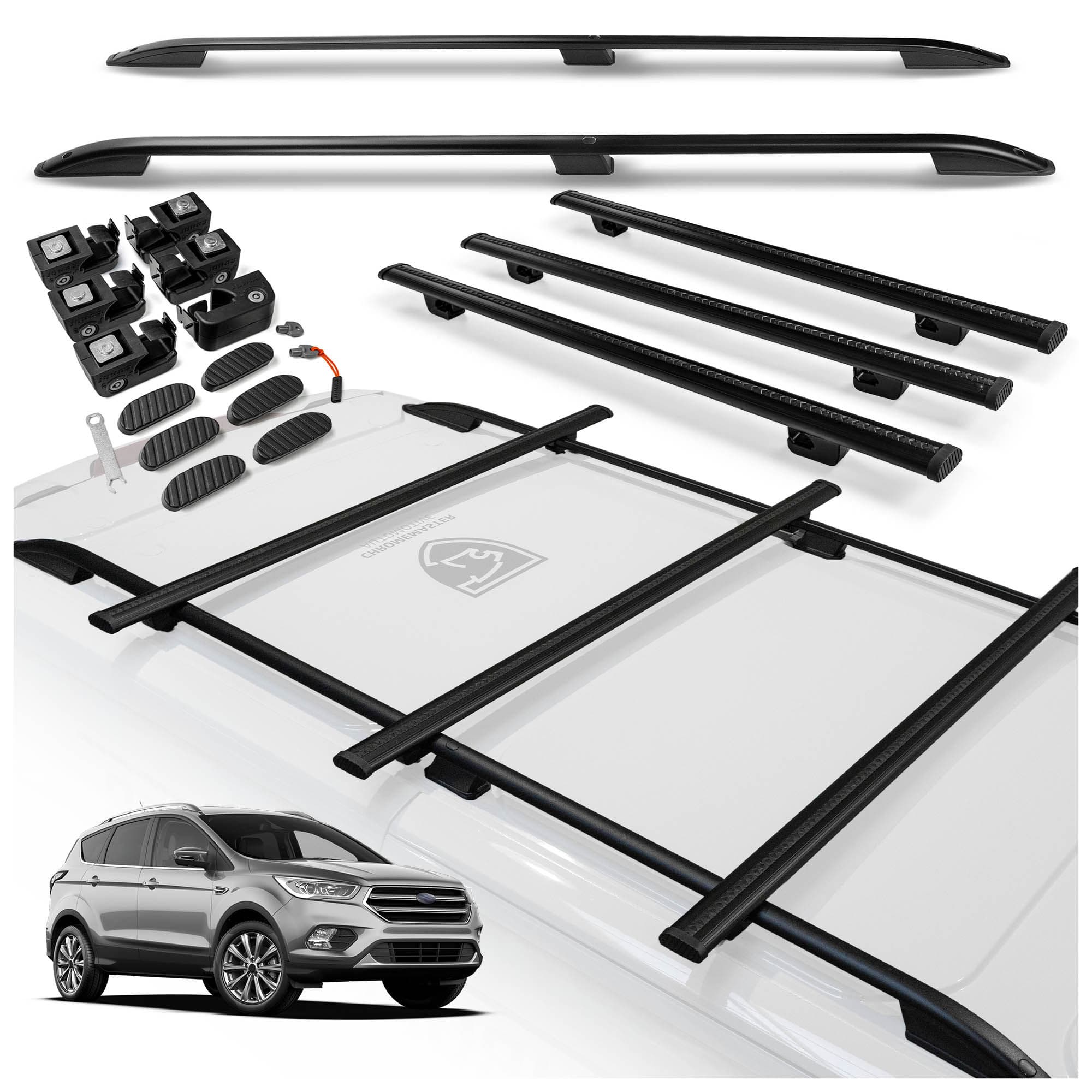 Roof rails with cross bars included SKYPORT — Black, Aluminum | Plastic, Painted