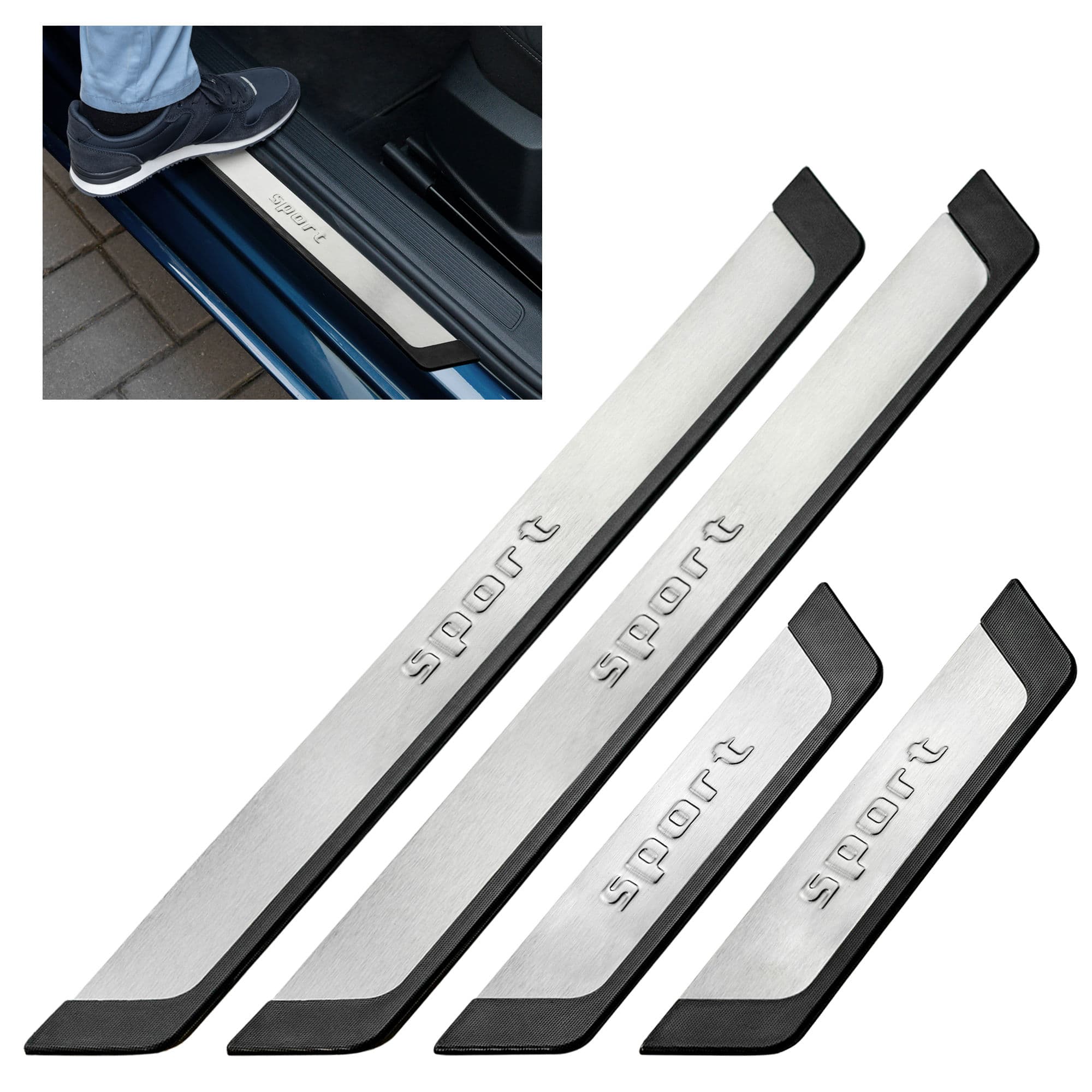 Joncs de seuil universels SPORT — Argenté, Acier inoxydable, Brossé