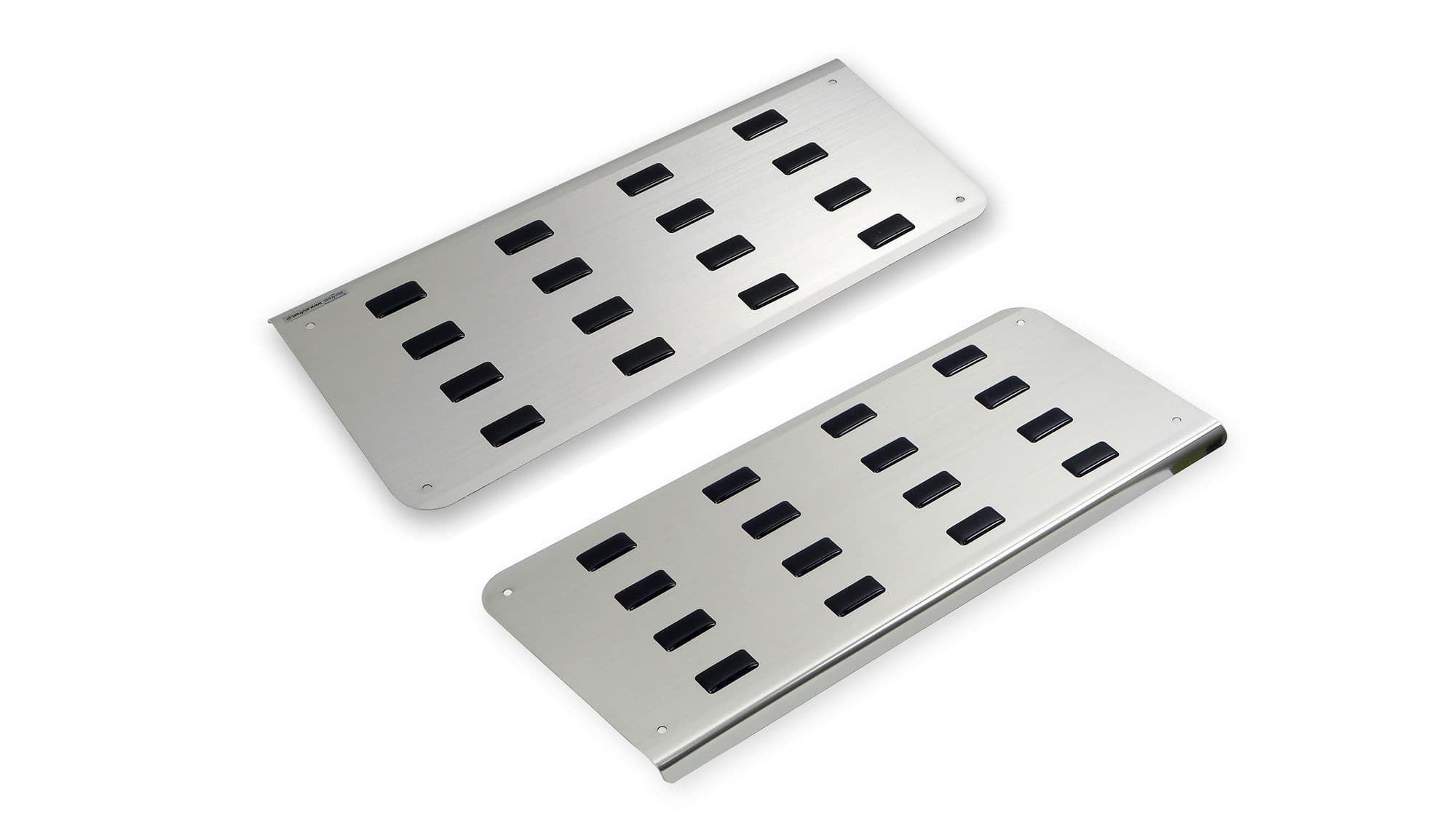Covers for front interior steps — Black | Silver, Stainless steel, Polished