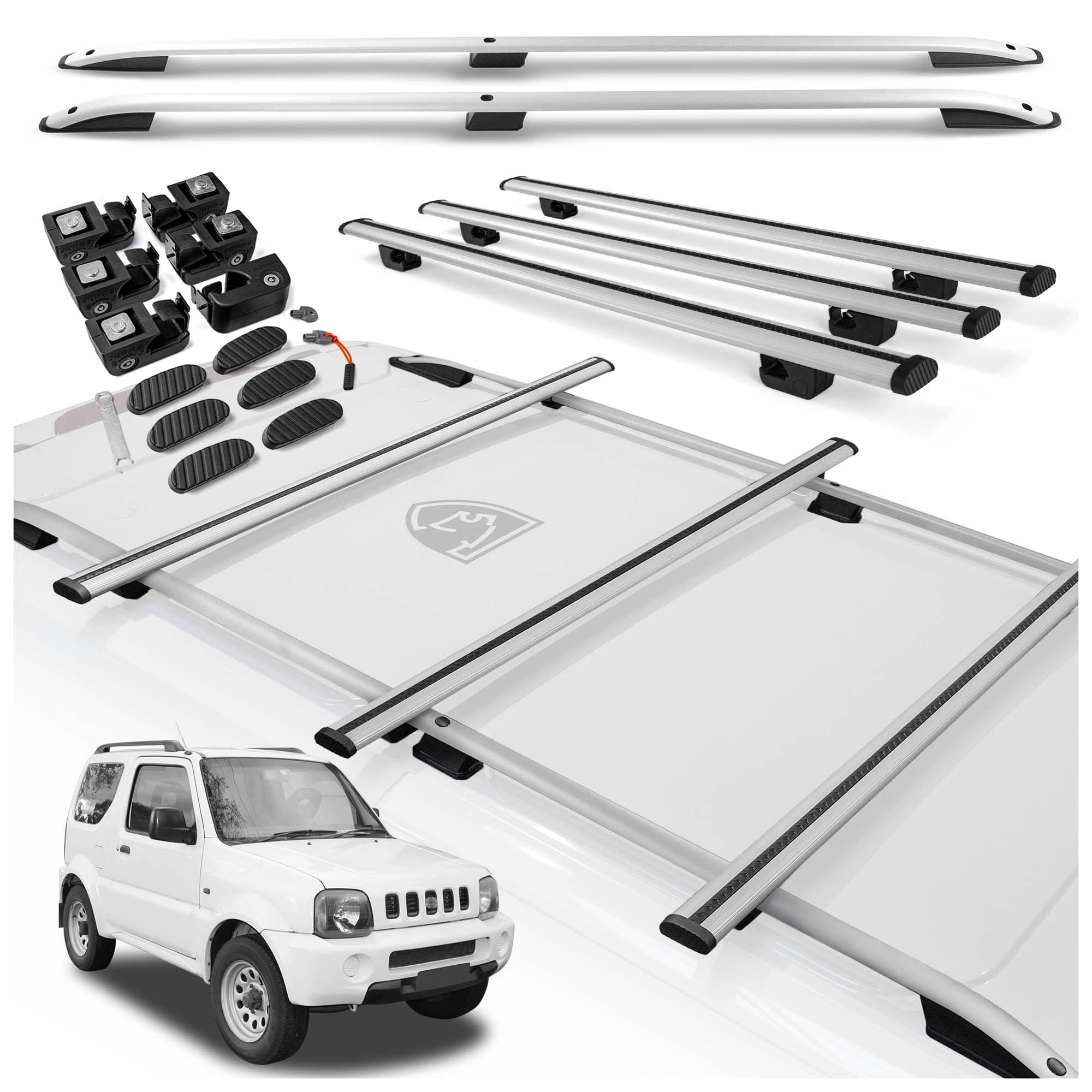 Roof rails with cross bars included SKYPORT — Silver, Aluminum | Plastic, Painted